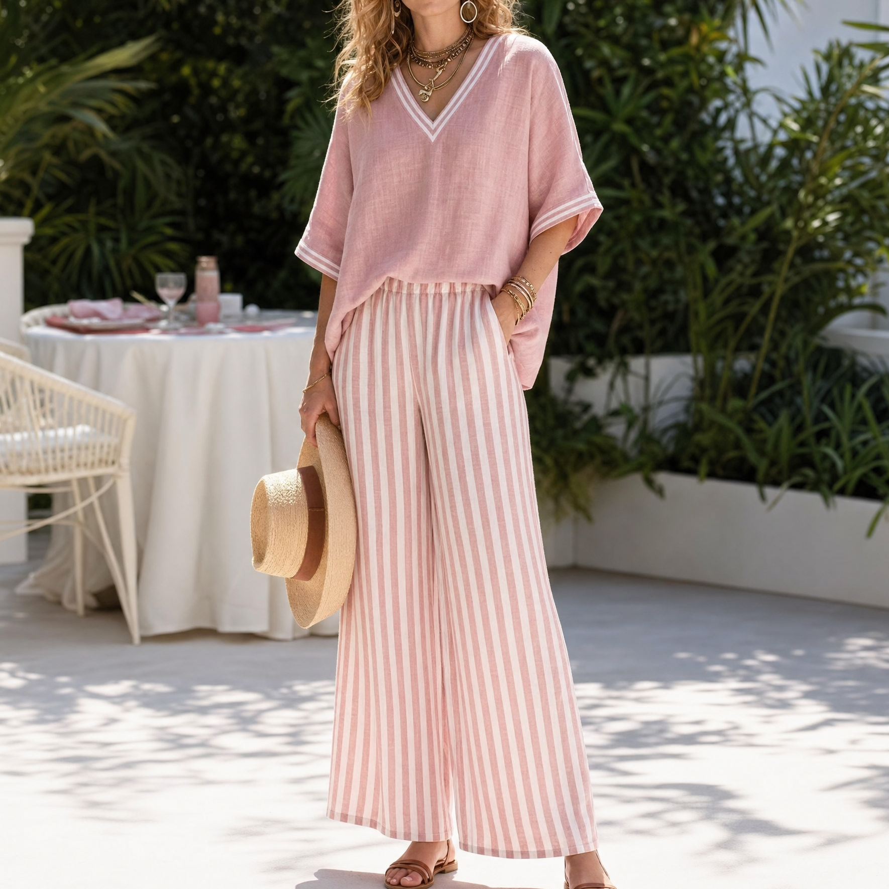Lorna – Women's Airy Linen-like Two-Piece Set