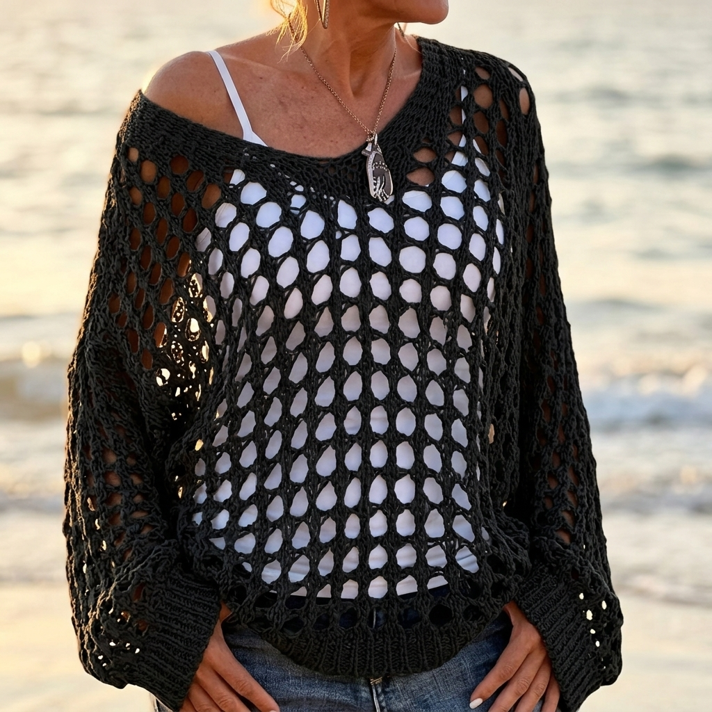Covena – Women's breezy crochet knit layering top