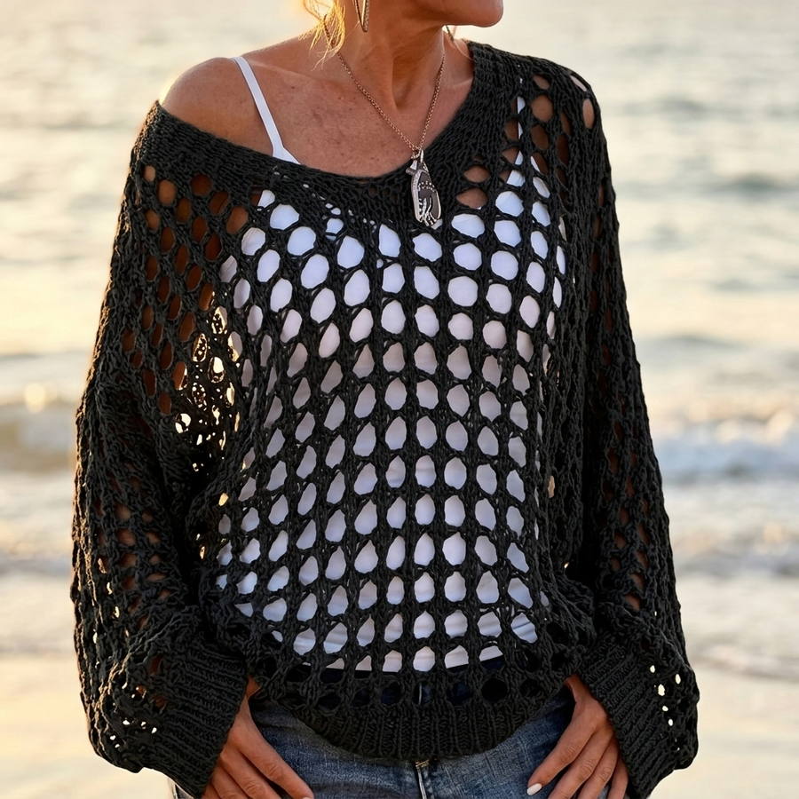 Covena – Women's breezy crochet knit layering top
