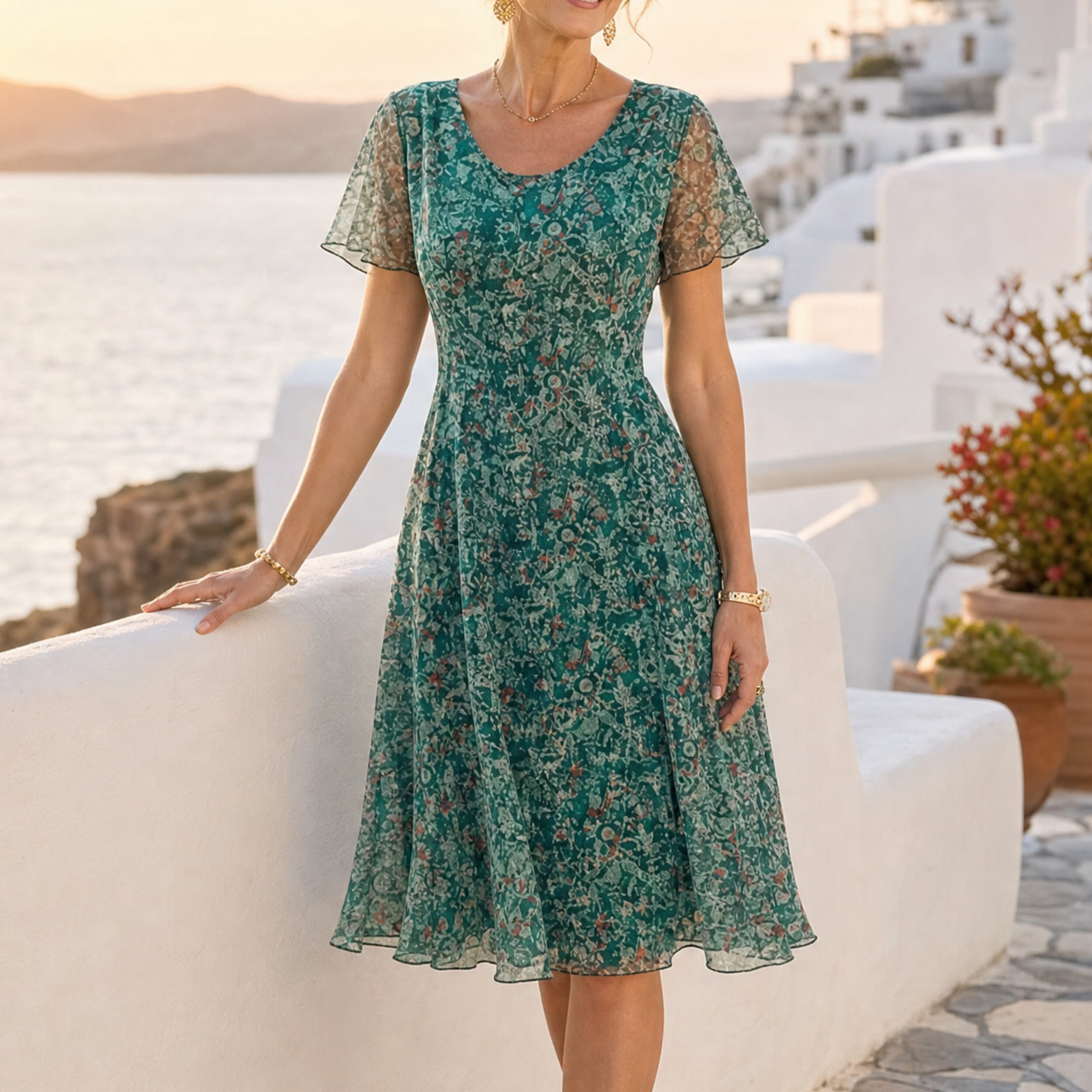 Kynara – Women's Flutter-Sleeve Fit-and-Flare Dress
