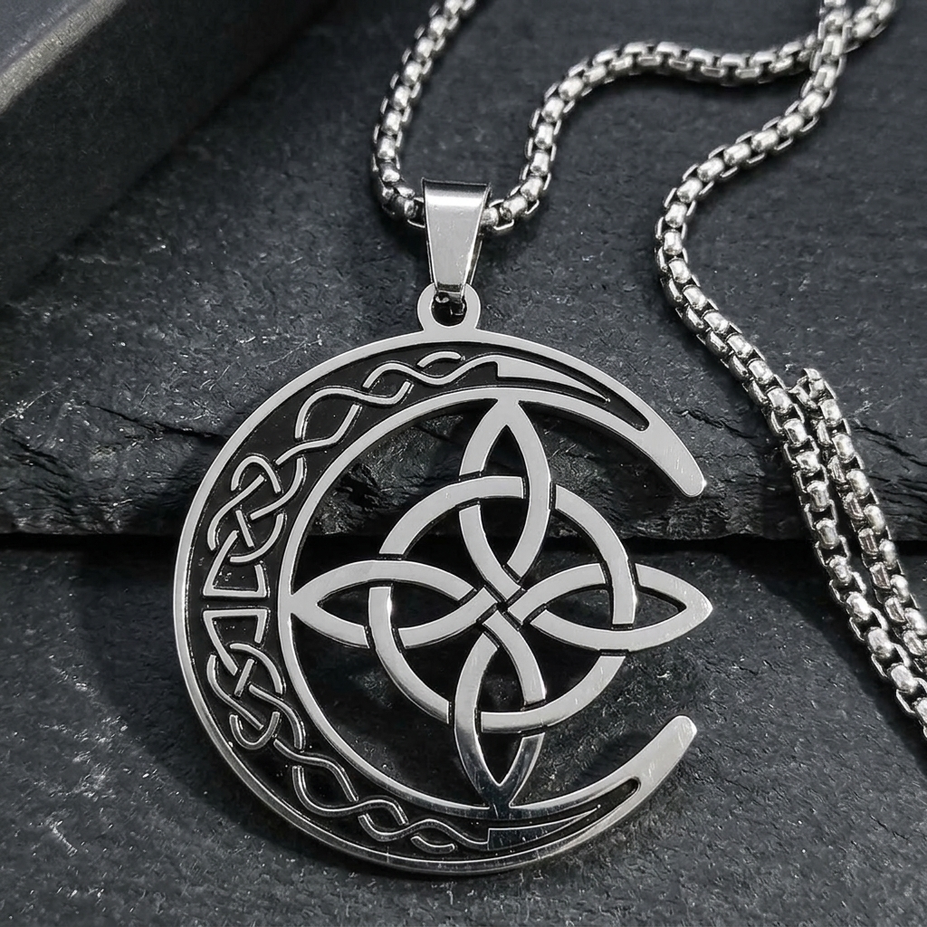 Lunara – Celtic Moon and Knot Pendant