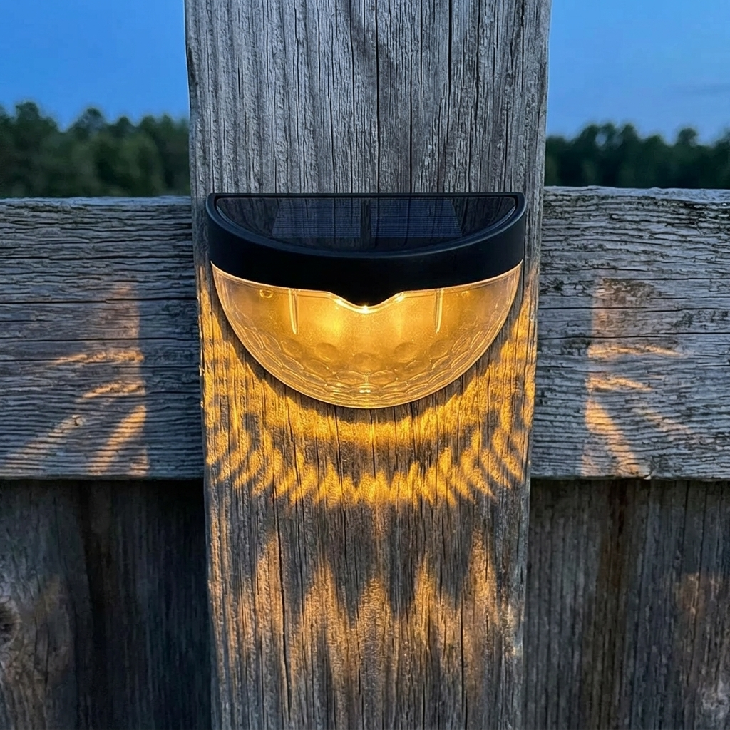 Lumora – Decorative Solar Fence Lights with Warm Scallop Glow (6-Pack)