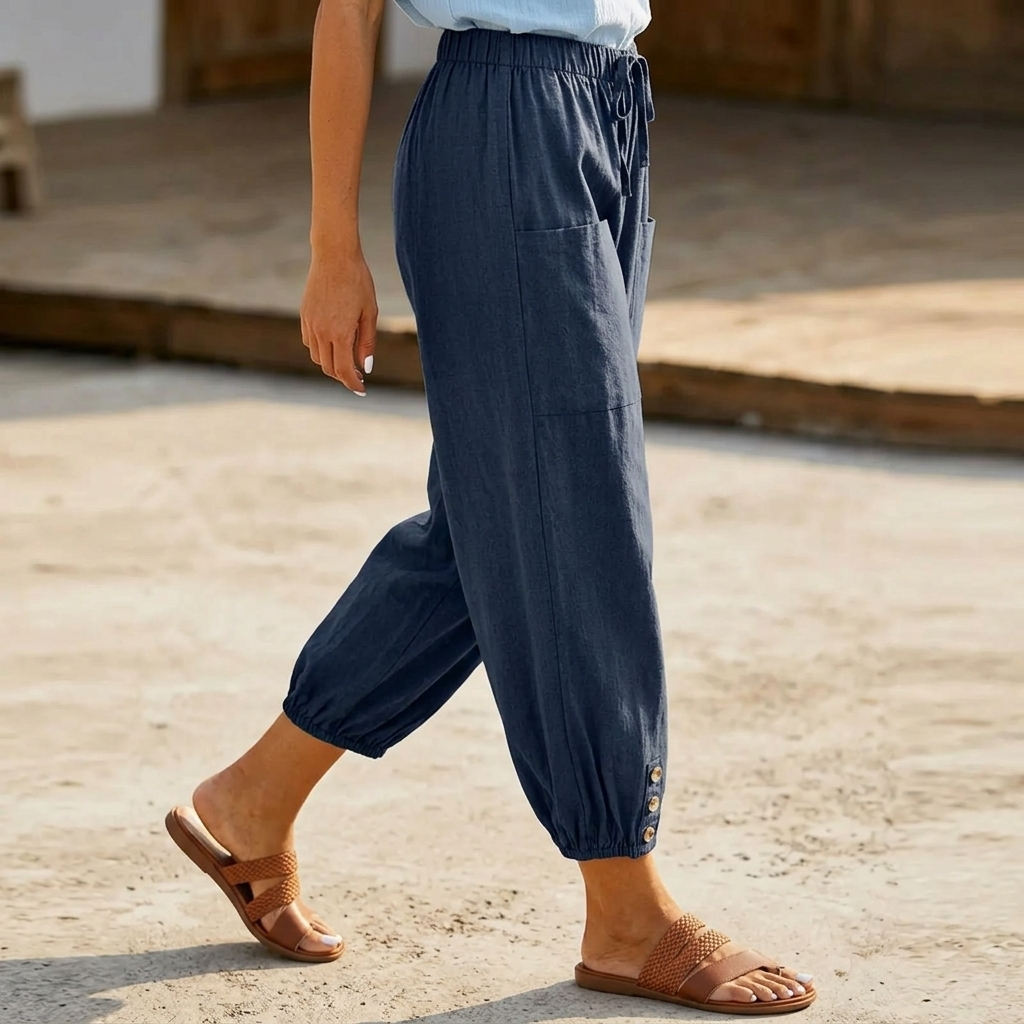 Brezia – Relaxed Fit Cotton Linen Capris for Women
