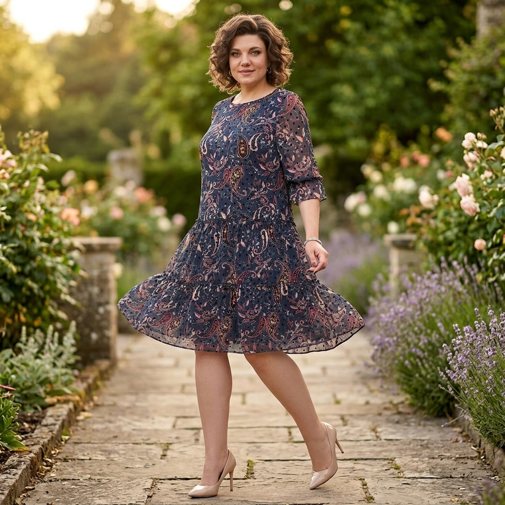 Floressa – Women's Tiered Chiffon Paisley Midi Dress