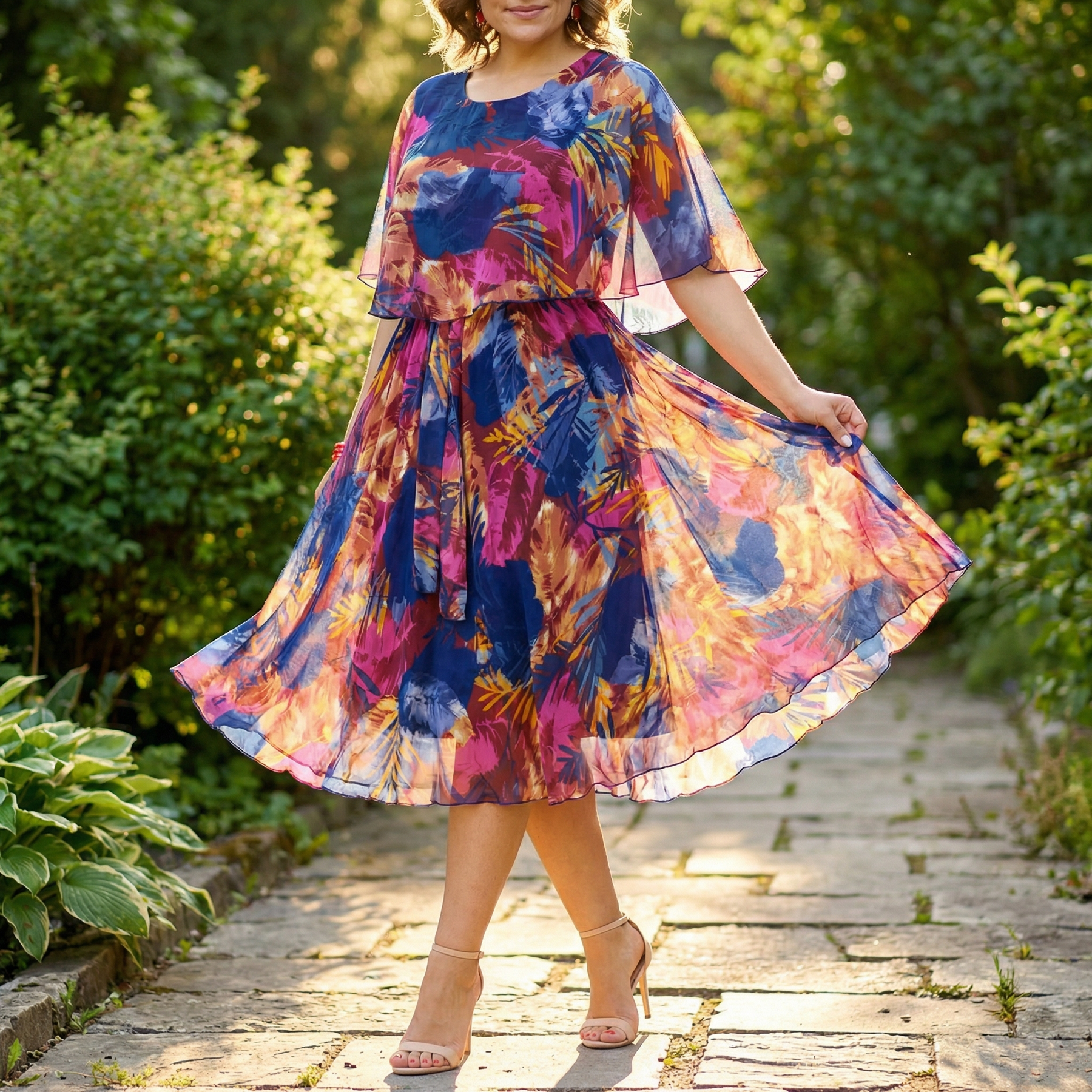 Floressa – Flowy Lined Chiffon Midi Dress