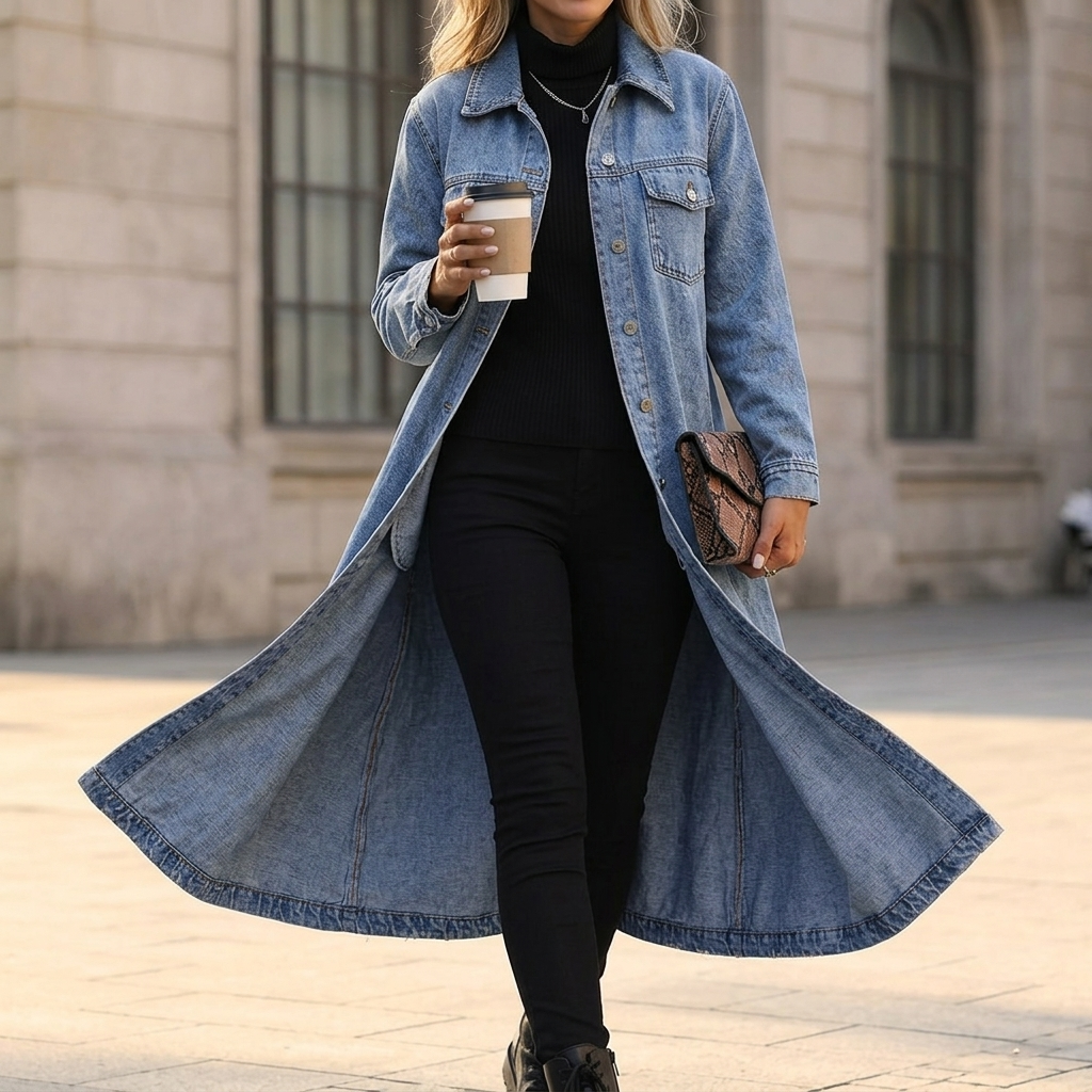 Denara – Longline Oversized Denim Coat