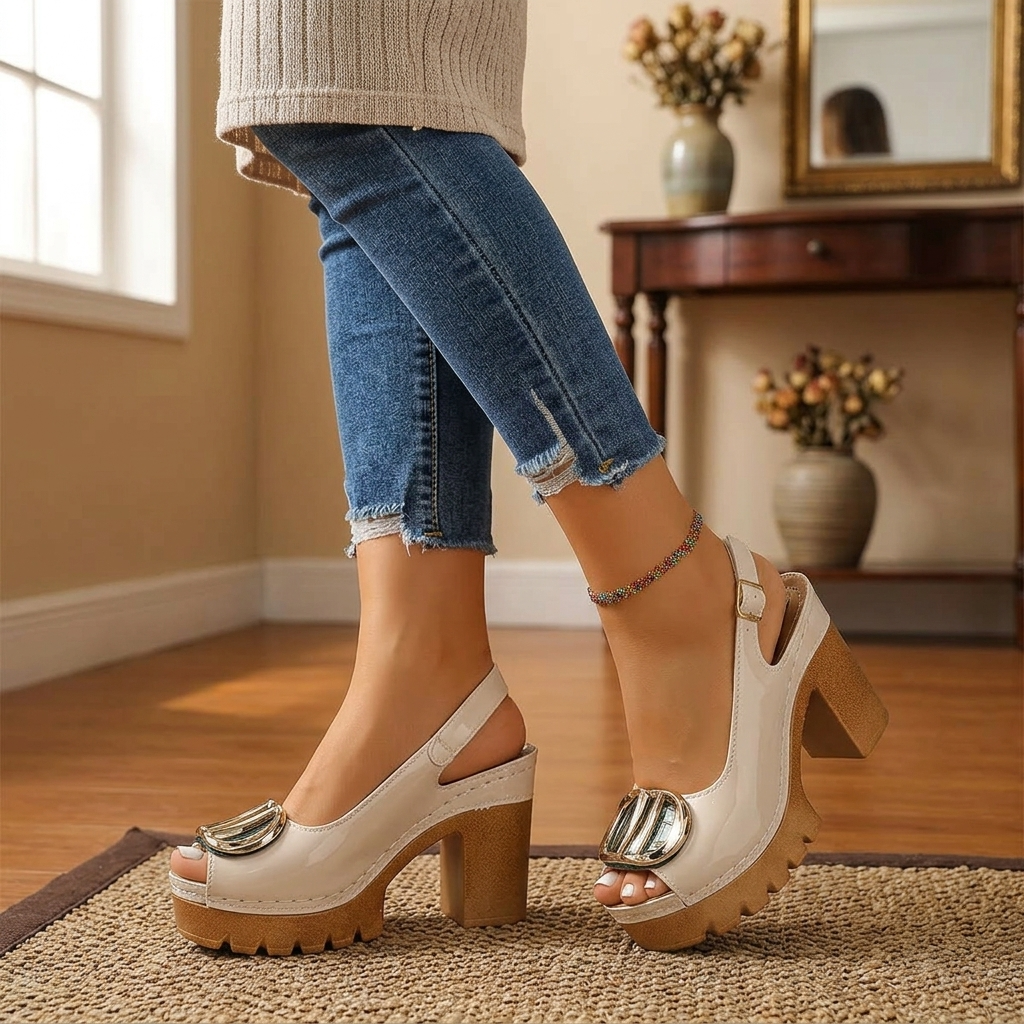 Floressa – Statement Buckle Platform Heeled Sandals
