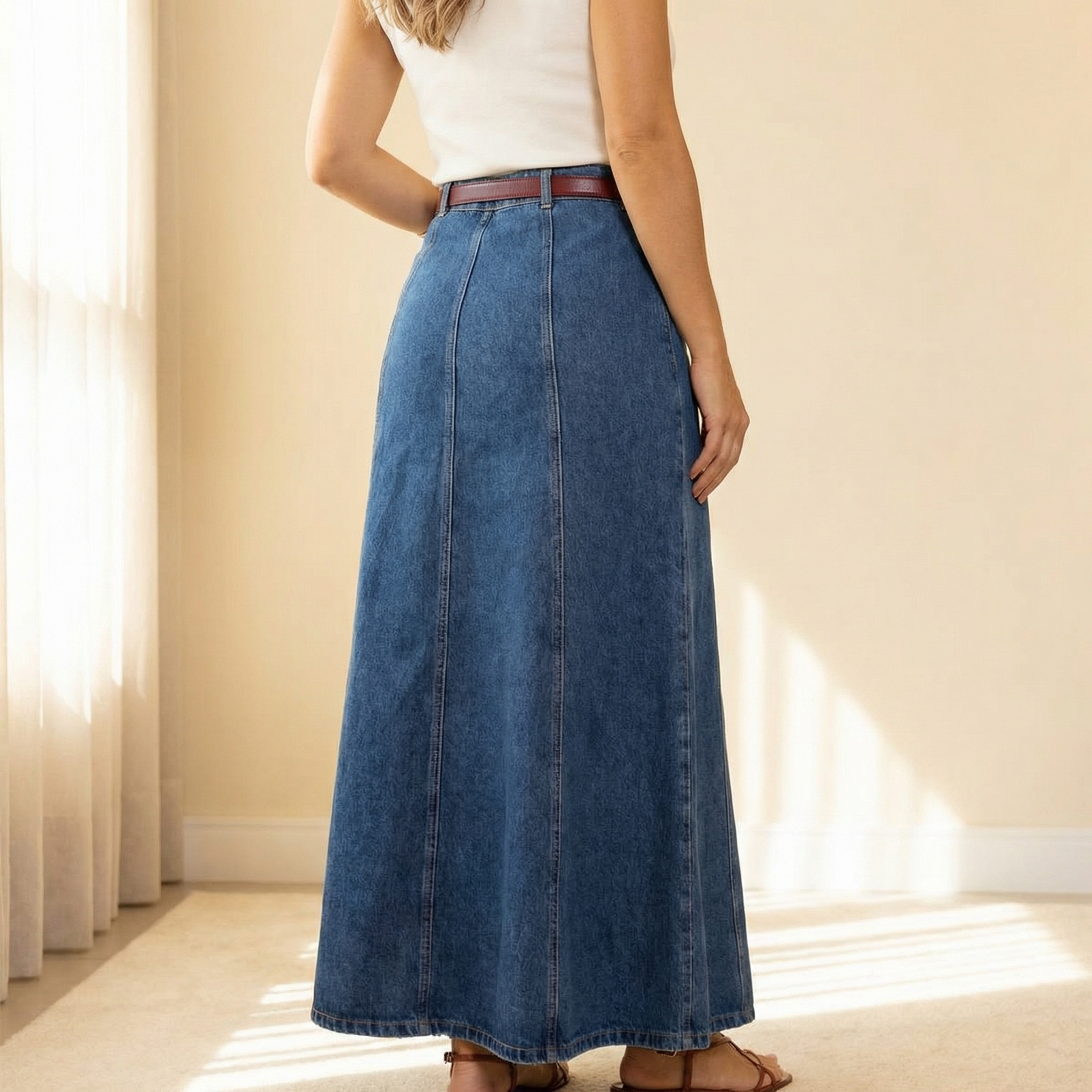 Levara – Flattering High Waist Denim Maxi Skirt