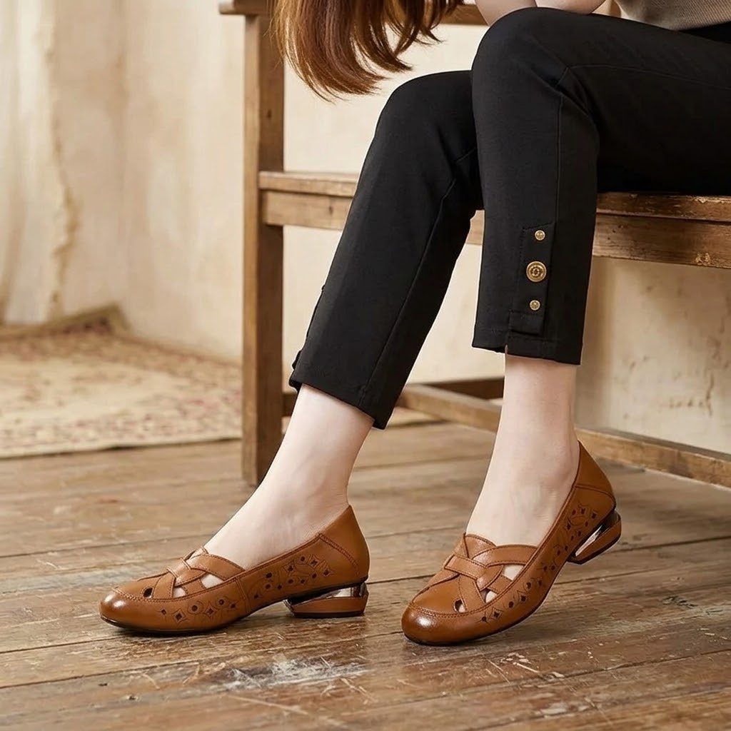 Lorella – Woven Cutout PU Slip-On Flat