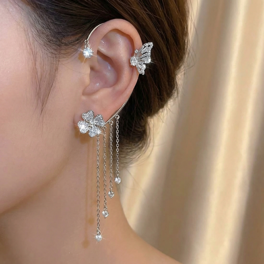 Bellara – Butterfly Ear Wrap with Flower Tassels