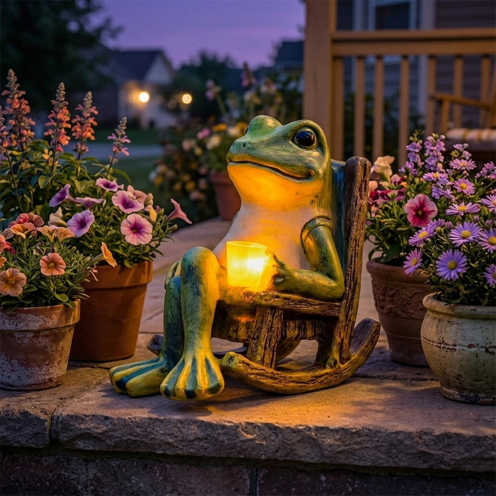 Glowfrog - Glowing Garden Frog in Rocking Chair