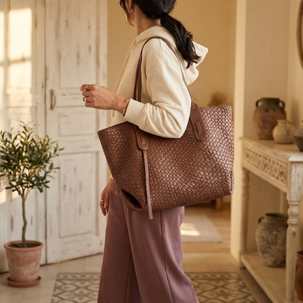 Ardenna – Woven Faux Leather Tote