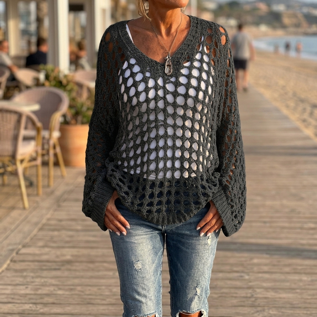 Covena – Women's breezy crochet knit layering top