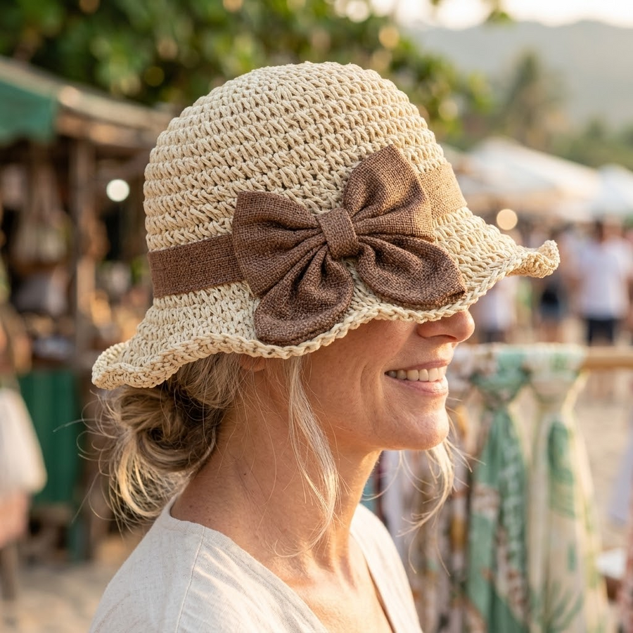 Bellabrim – Woven straw hat with bow detail