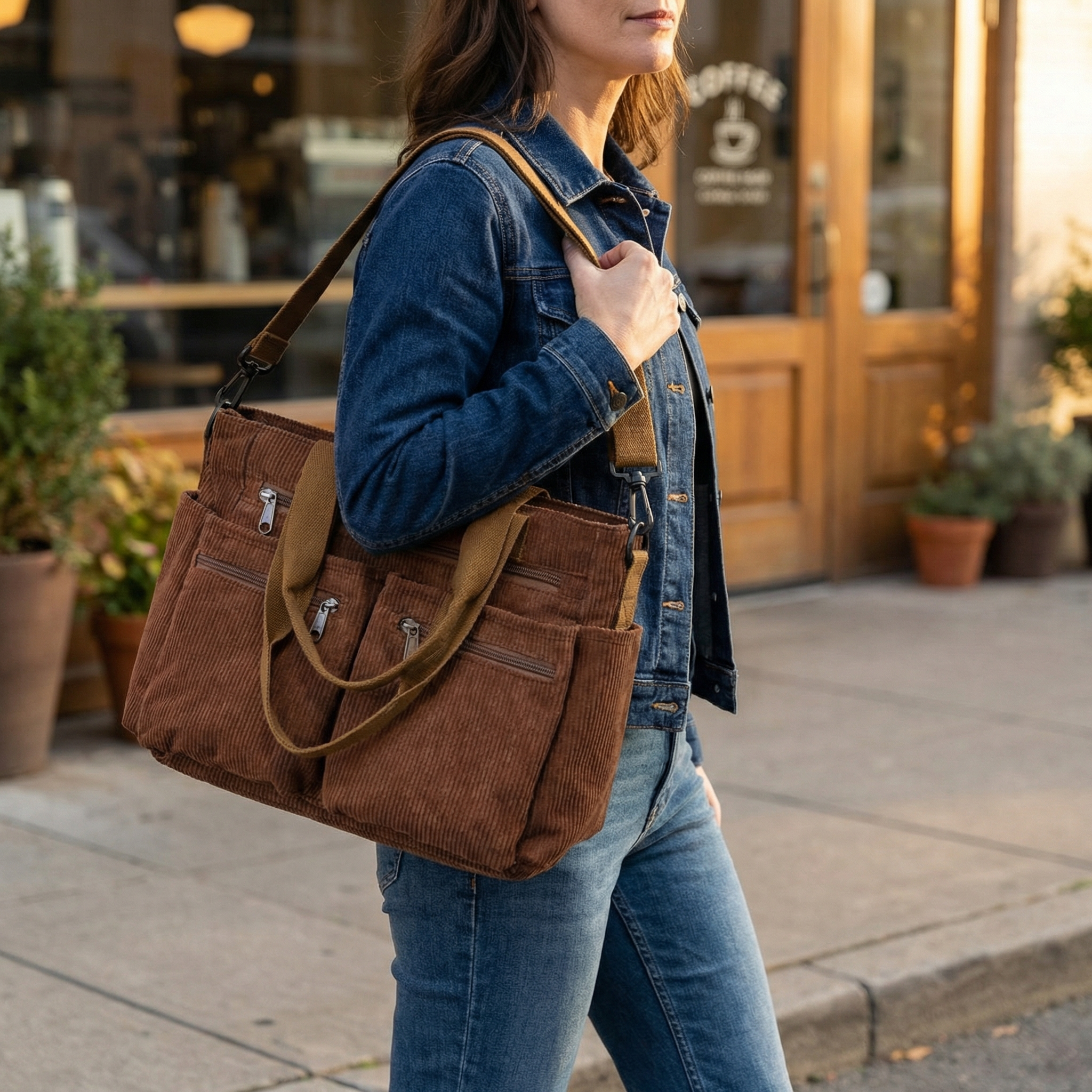 Cordova – Multi Pocket Corduroy Shoulder Bag