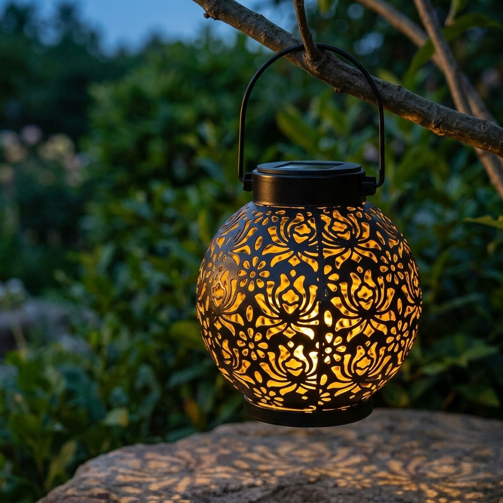 Lumivine – Solar Hanging Lantern with Floral Shadow Art