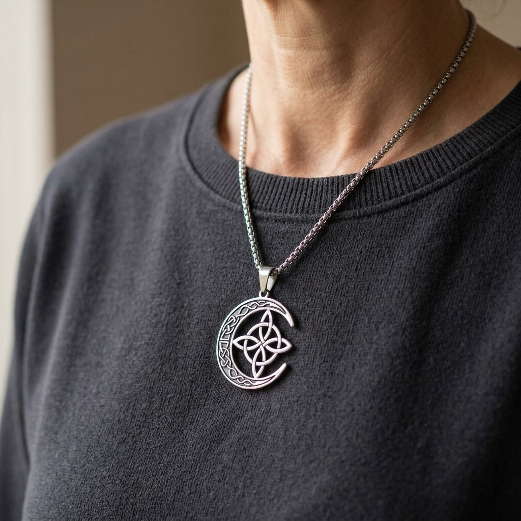 Lunara – Celtic Moon and Knot Pendant