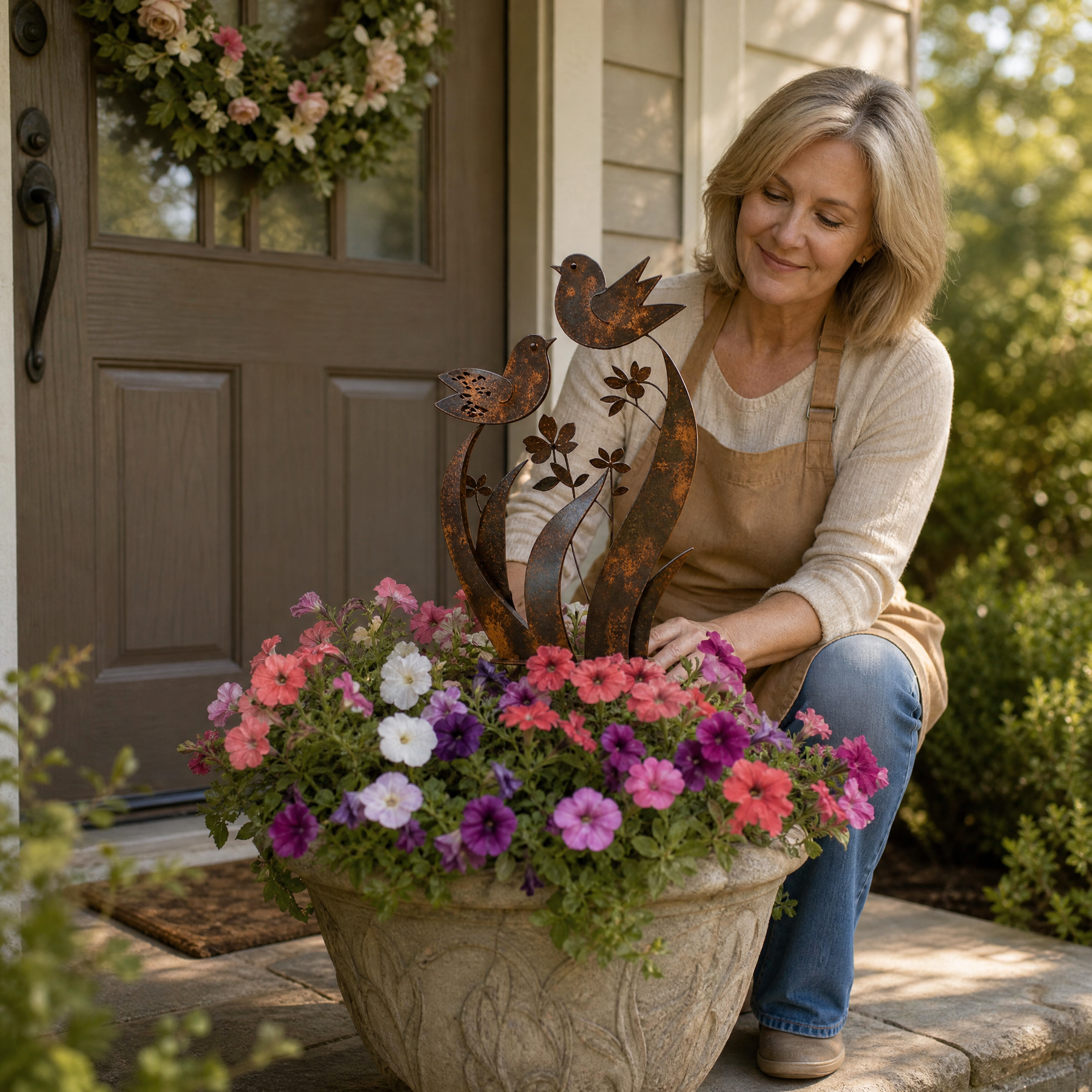 Lark & Iron – Rustic Bird & Wildflower Garden Stake