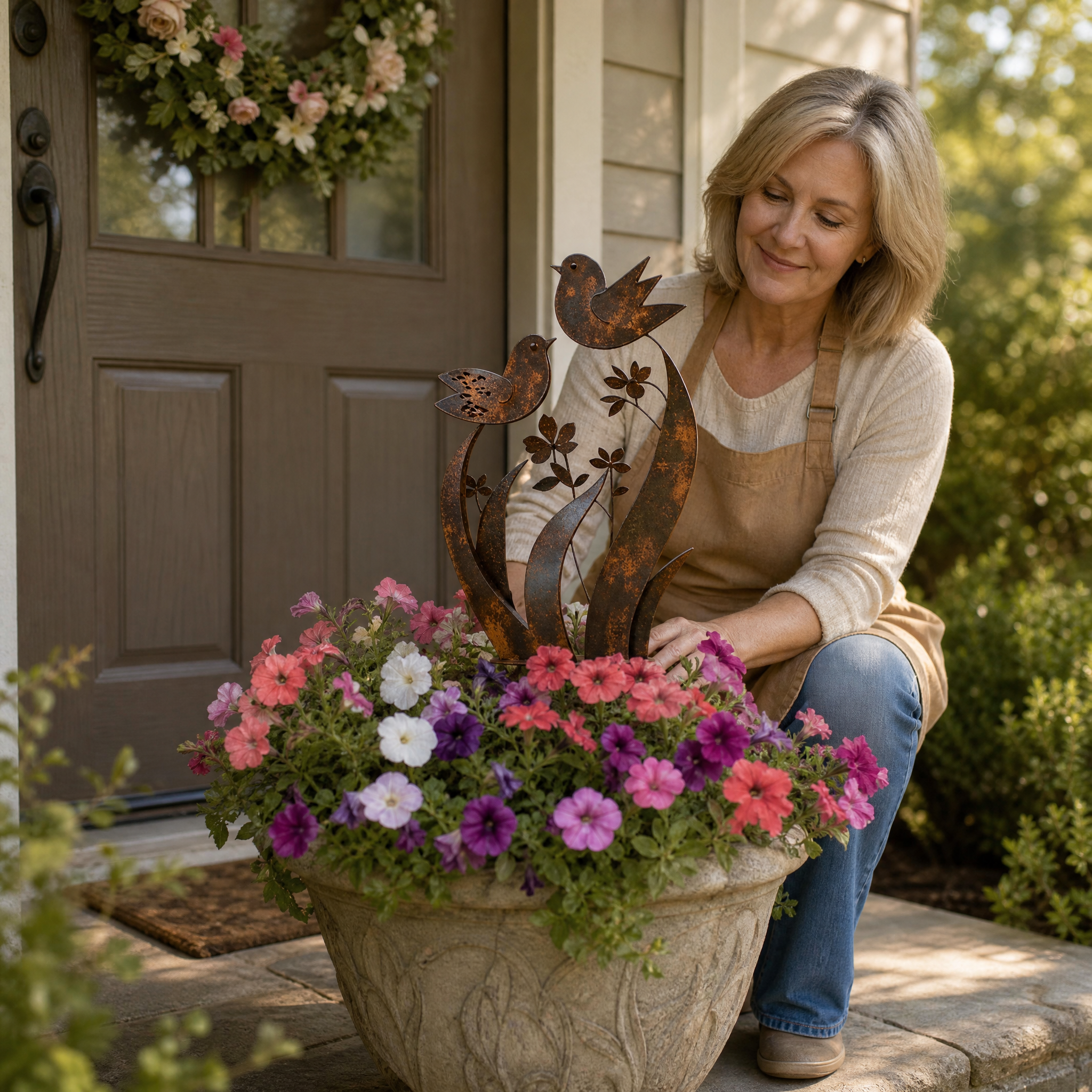 Lark & Iron – Rustic Bird & Wildflower Garden Stake
