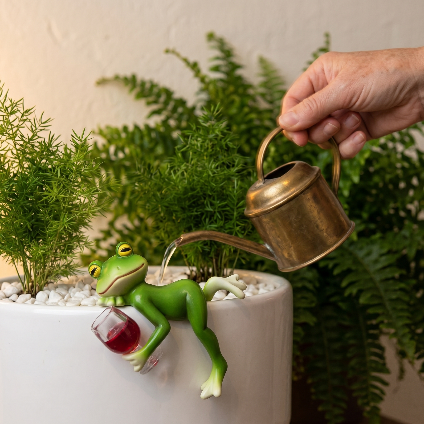 Hopwell – Wine-Sipping Frog Planter Ornament