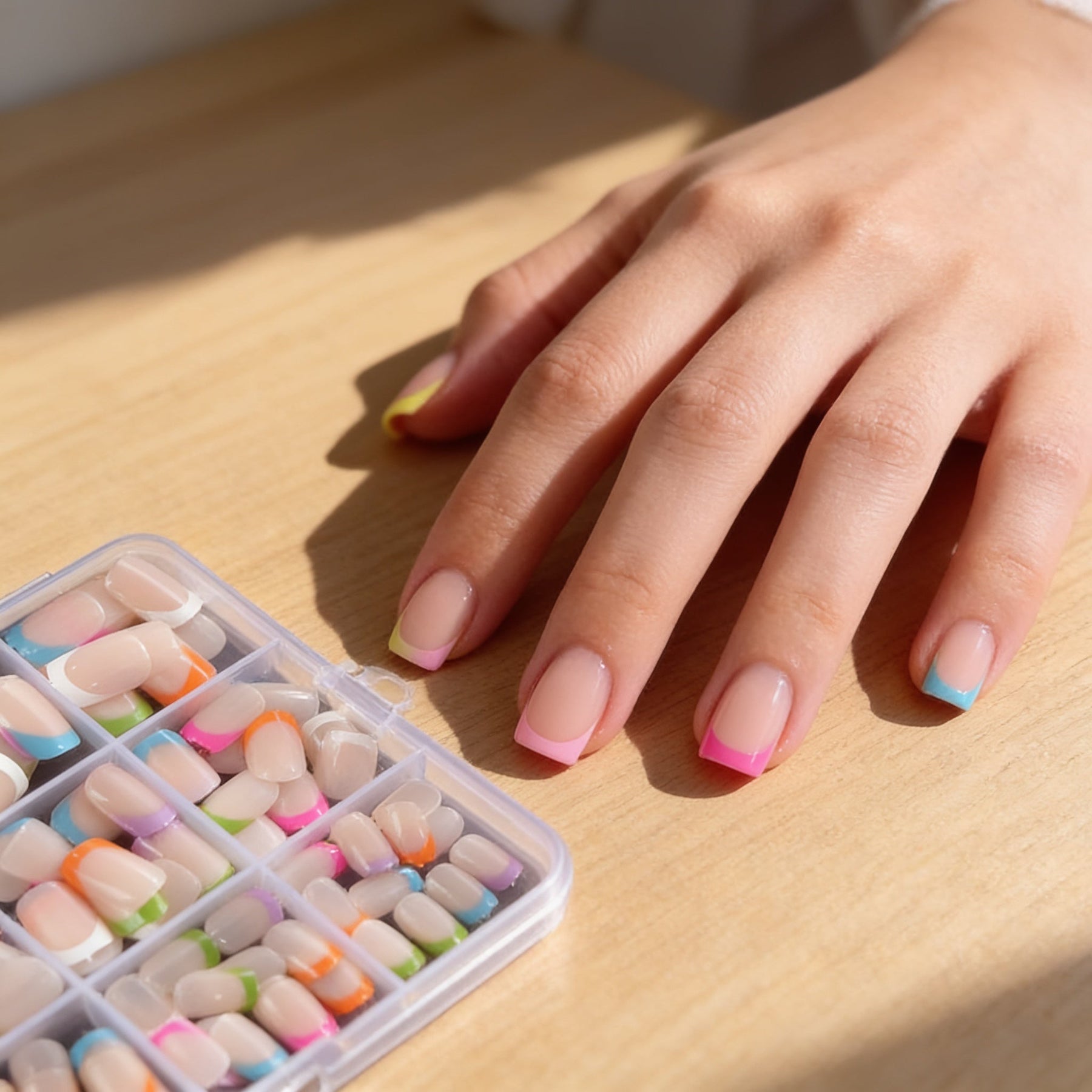 Frenchpop – Short Square Color French Tip Press-On Nails