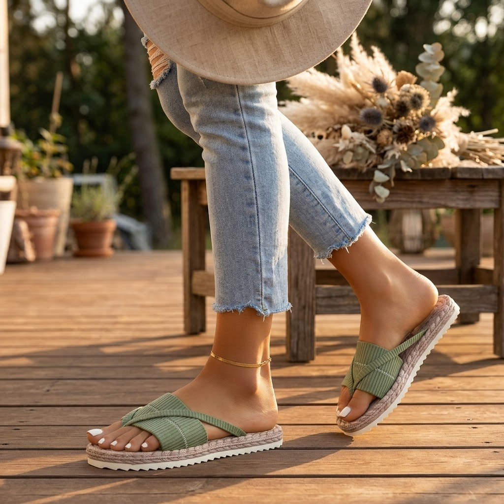 Lunara – Soft Espadrille-Style Slide Sandals