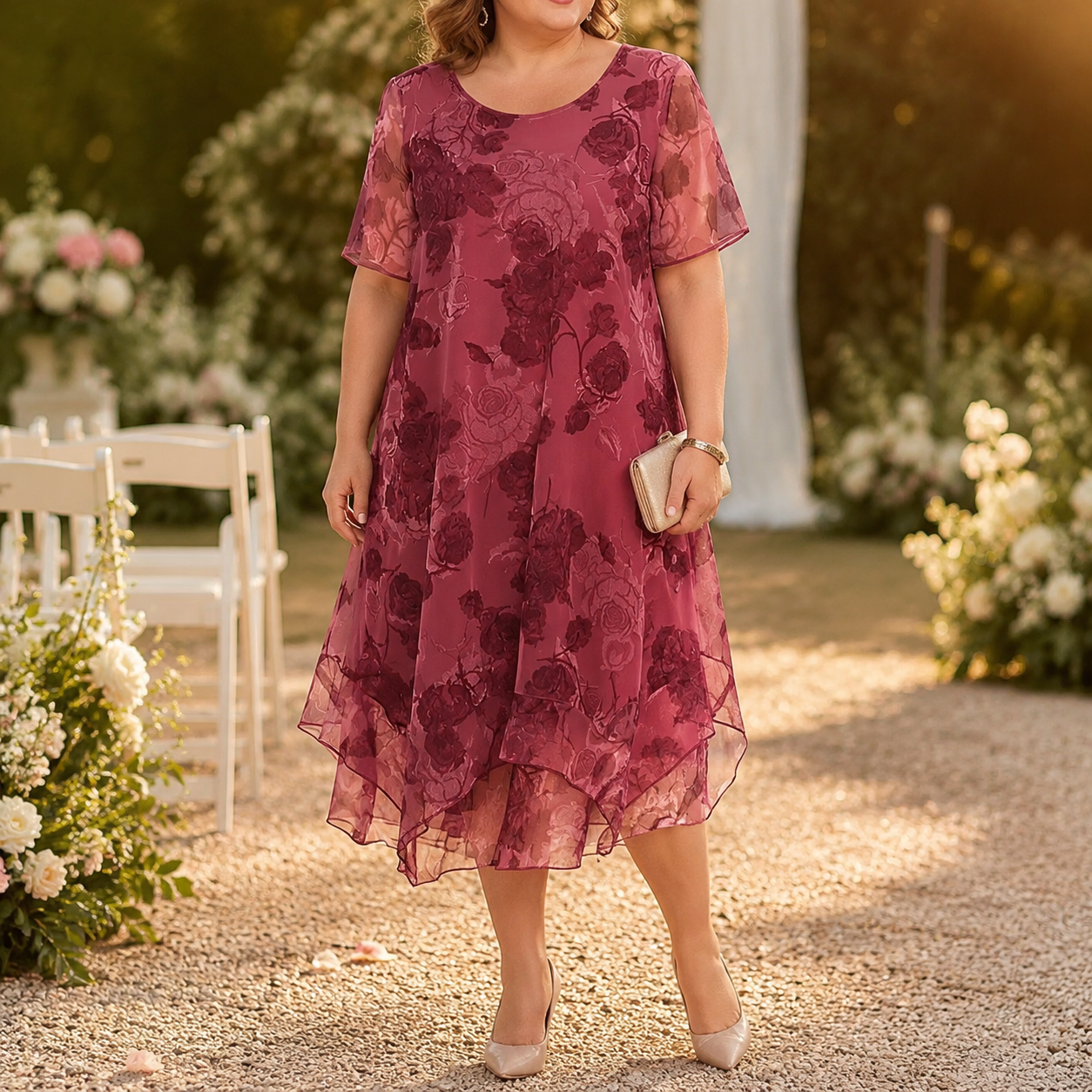 Florenza – Women's Layered Chiffon Floral Dress