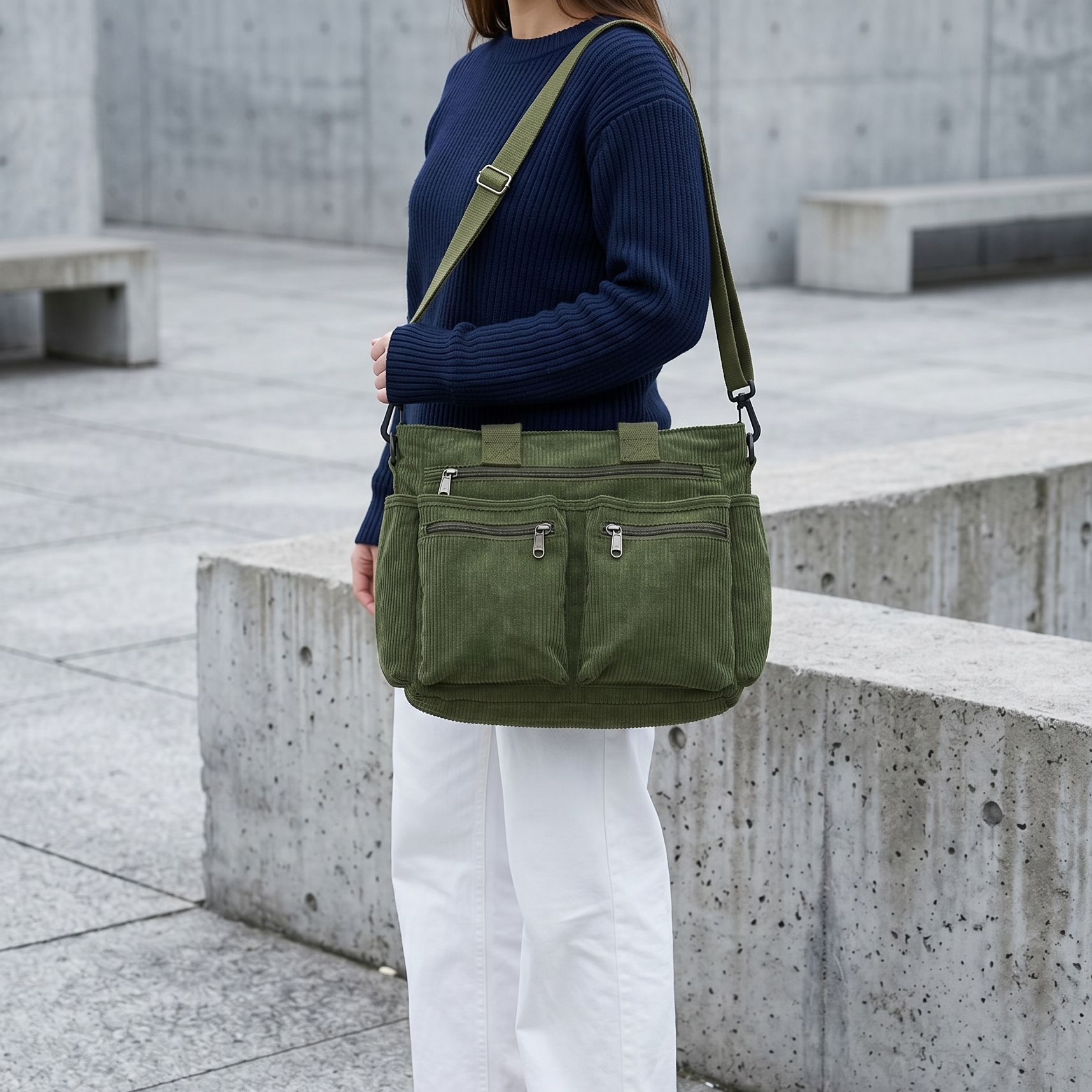 Lunavia – Corduroy Utility Tote with 6 Pockets