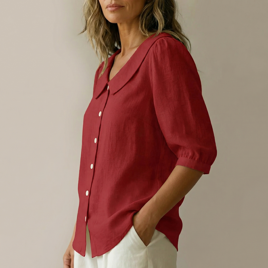 Collaré – Retro Peter Pan Collar Button Up Blouse