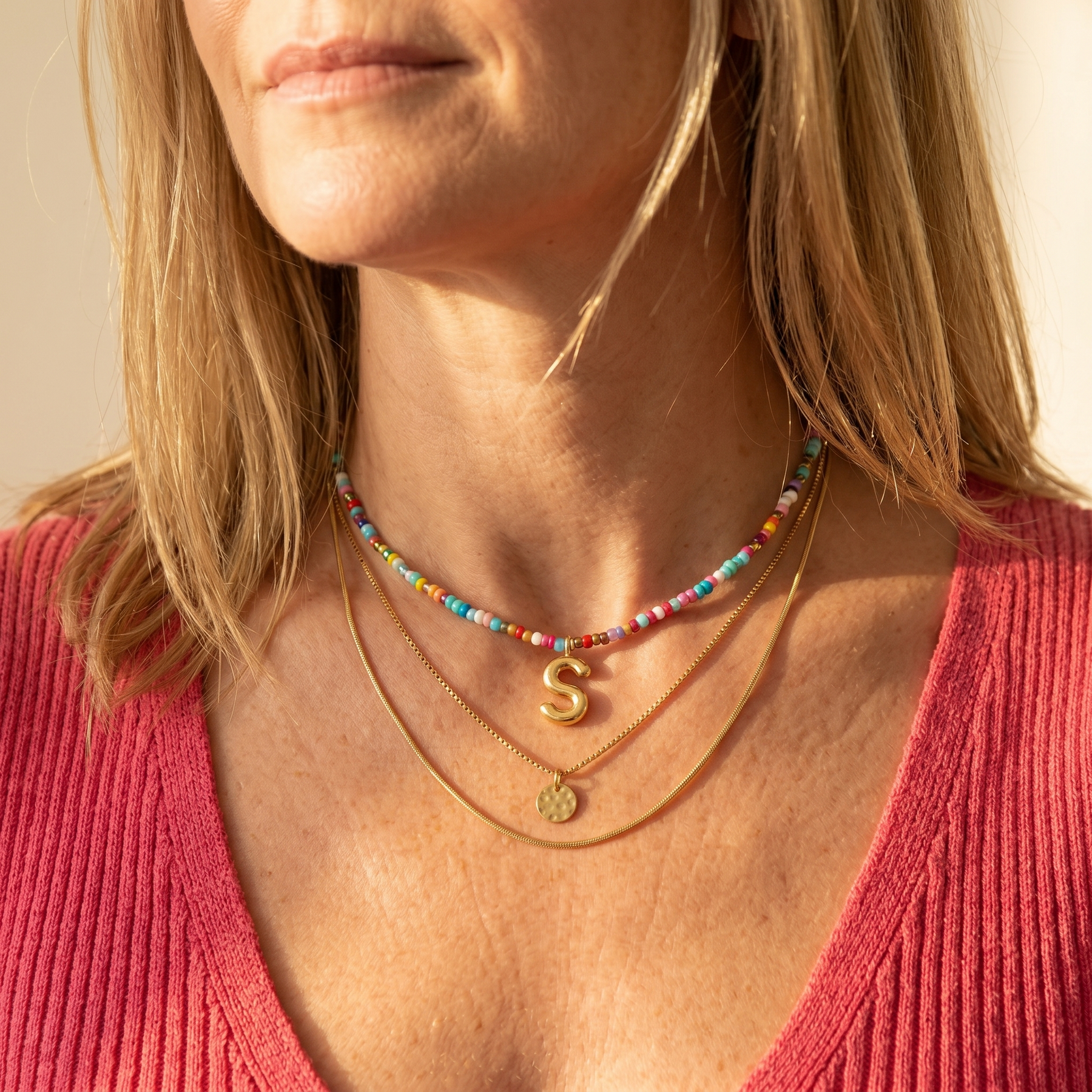 Liora – Colorful Beaded Initial Necklace