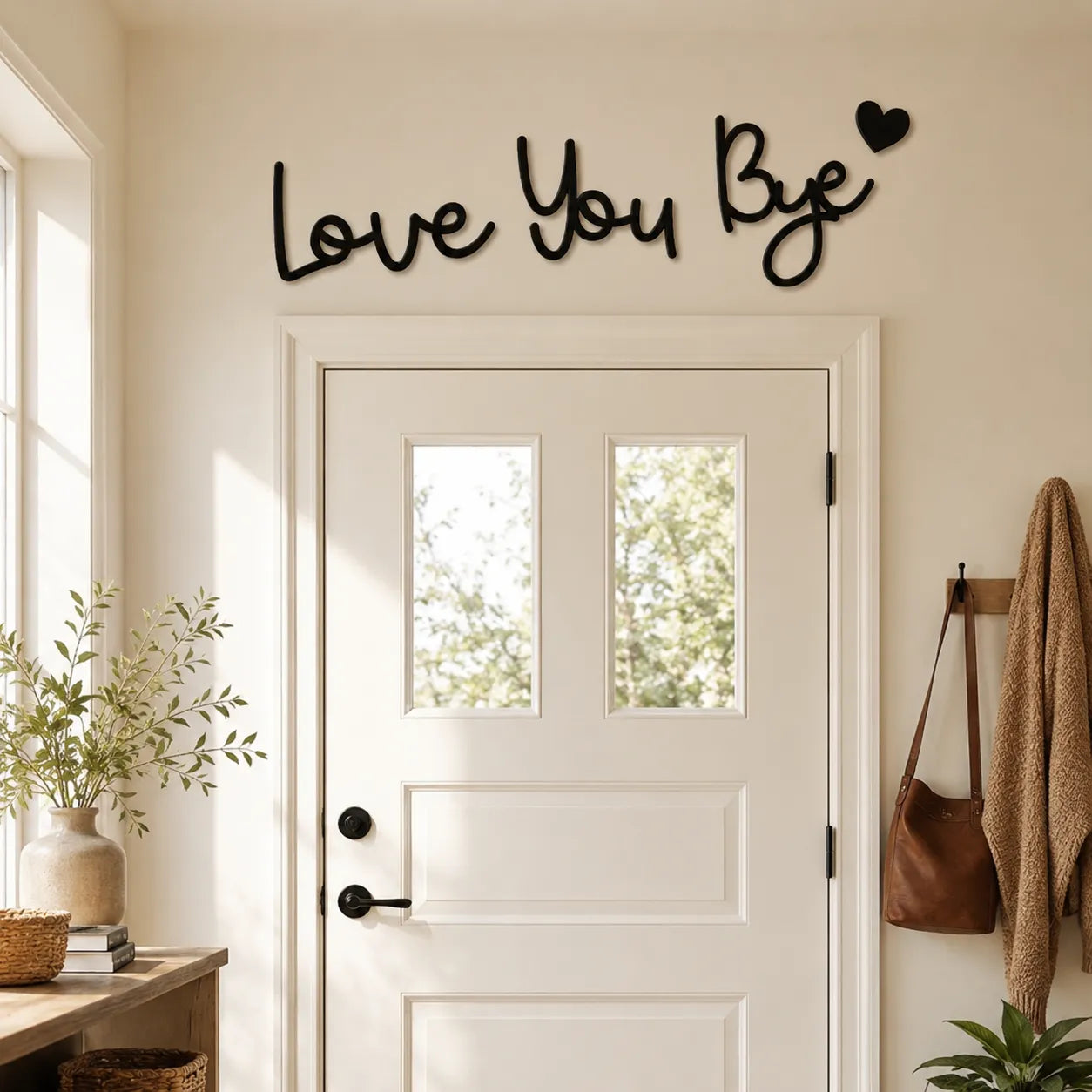 Homely – Love You Bye Wood Wall Script Set with Heart Accent