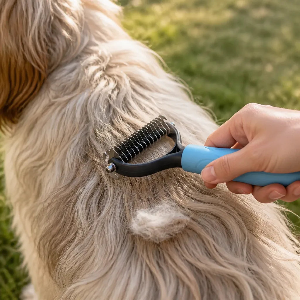 Furlyn – Double sided pet grooming rake for shedding and mats