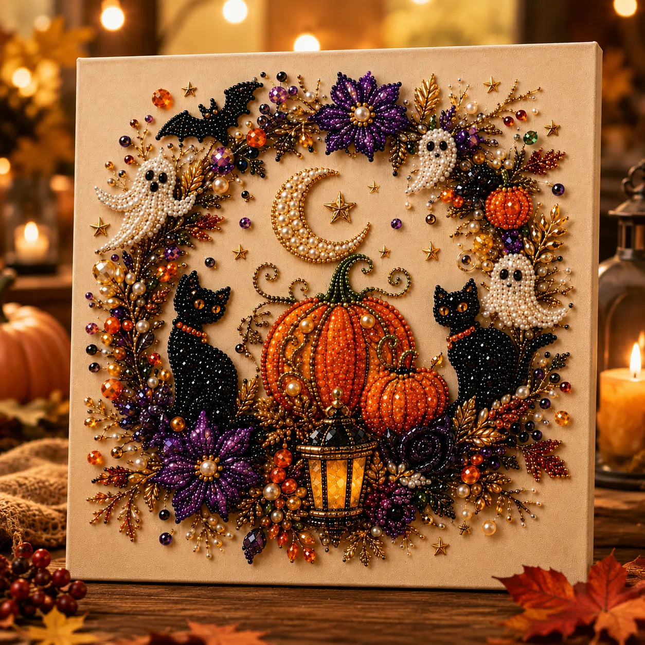 Beadory – Halloween Pearl-like Bead Craft Kit, Cozy Wall Art DIY