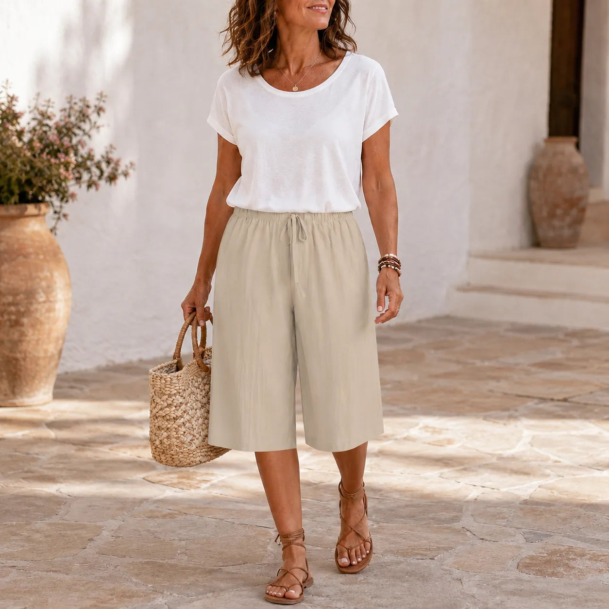 Calaya – Wide Leg Drawstring Pants for Women, Lightweight Summer Pull On Bottoms