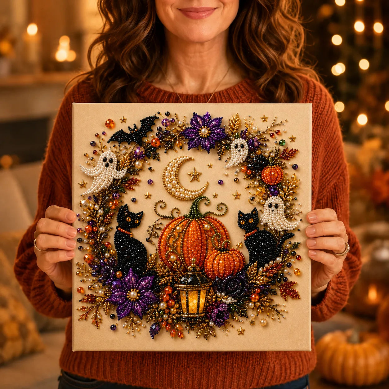 Beadory – Halloween Pearl-like Bead Craft Kit, Cozy Wall Art DIY
