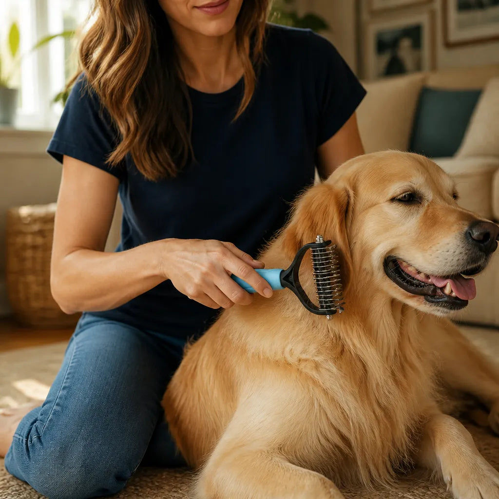 Furlyn – Double sided pet grooming rake for shedding and mats