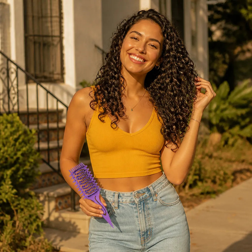 Curliza – Ventilated Curly Hair Brush with Boar Bristles for Defined Ringlets