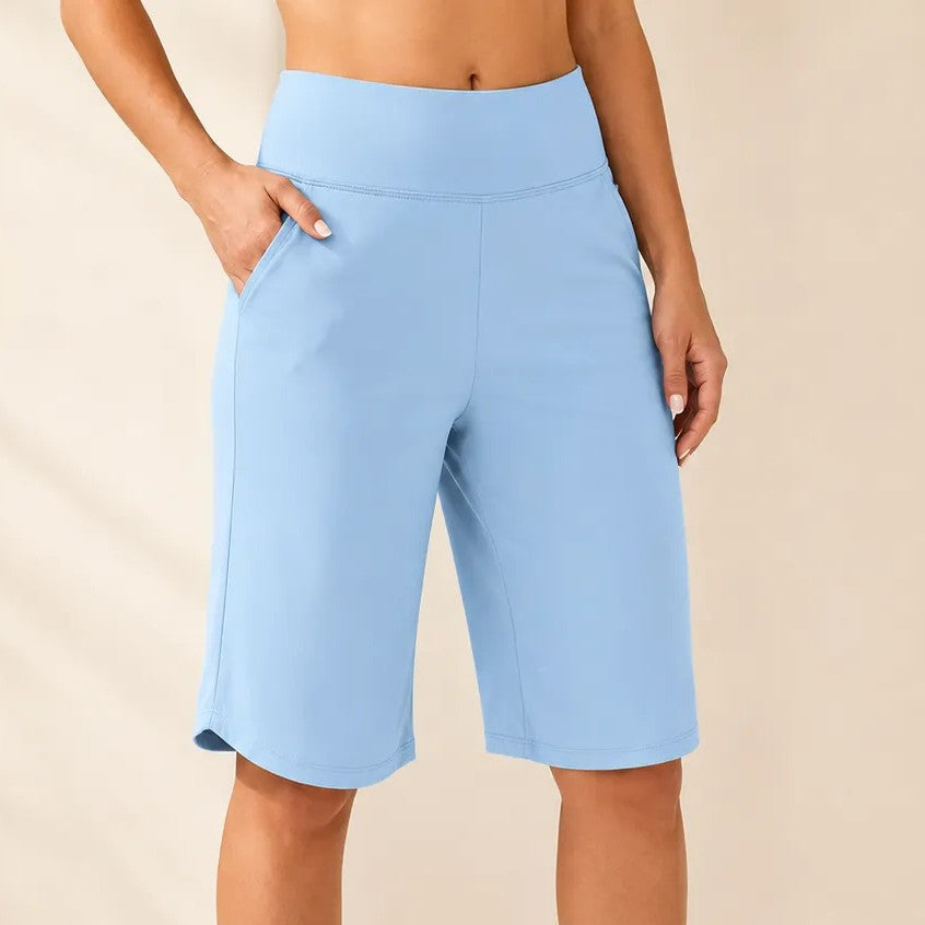 Brisella – Knee Length Wide Leg Cooling Shorts with Pockets for Women