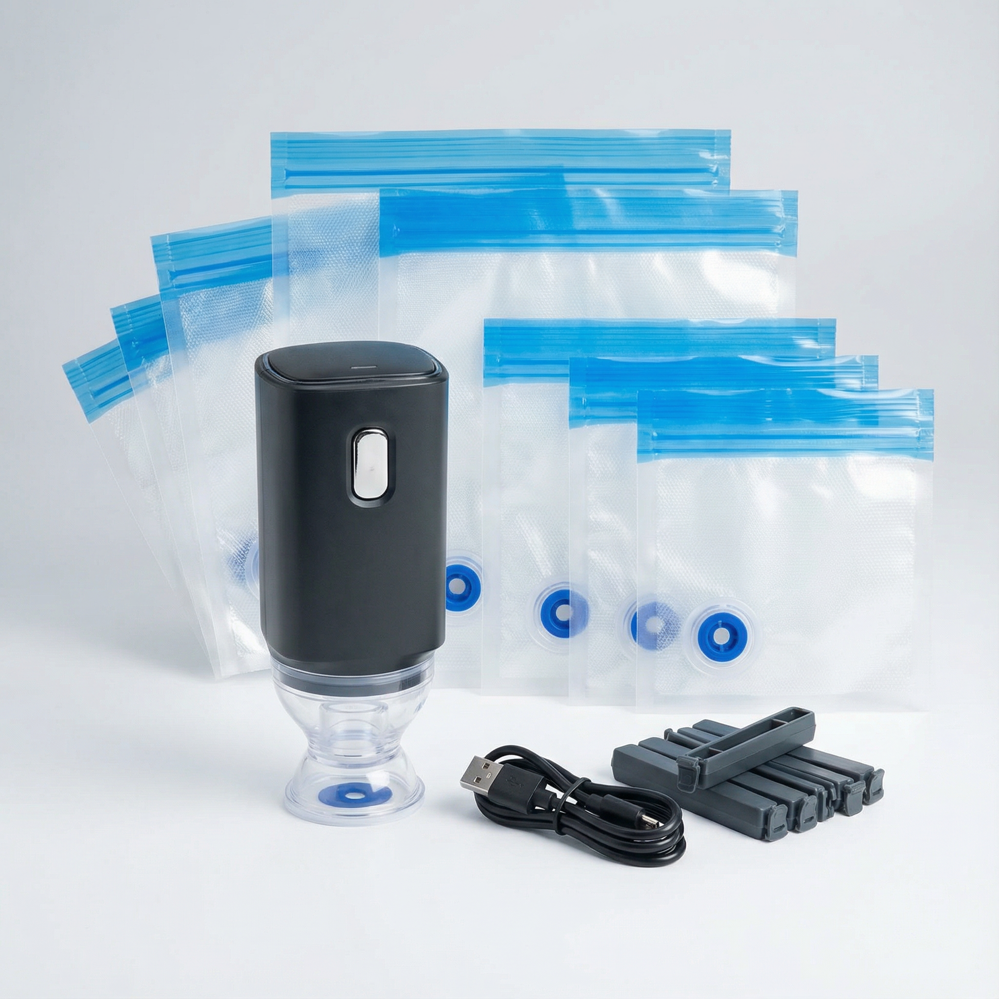 Freshvault – Handheld Vacuum Sealer with 30 Reusable Vacuum Bags (4 Sizes)