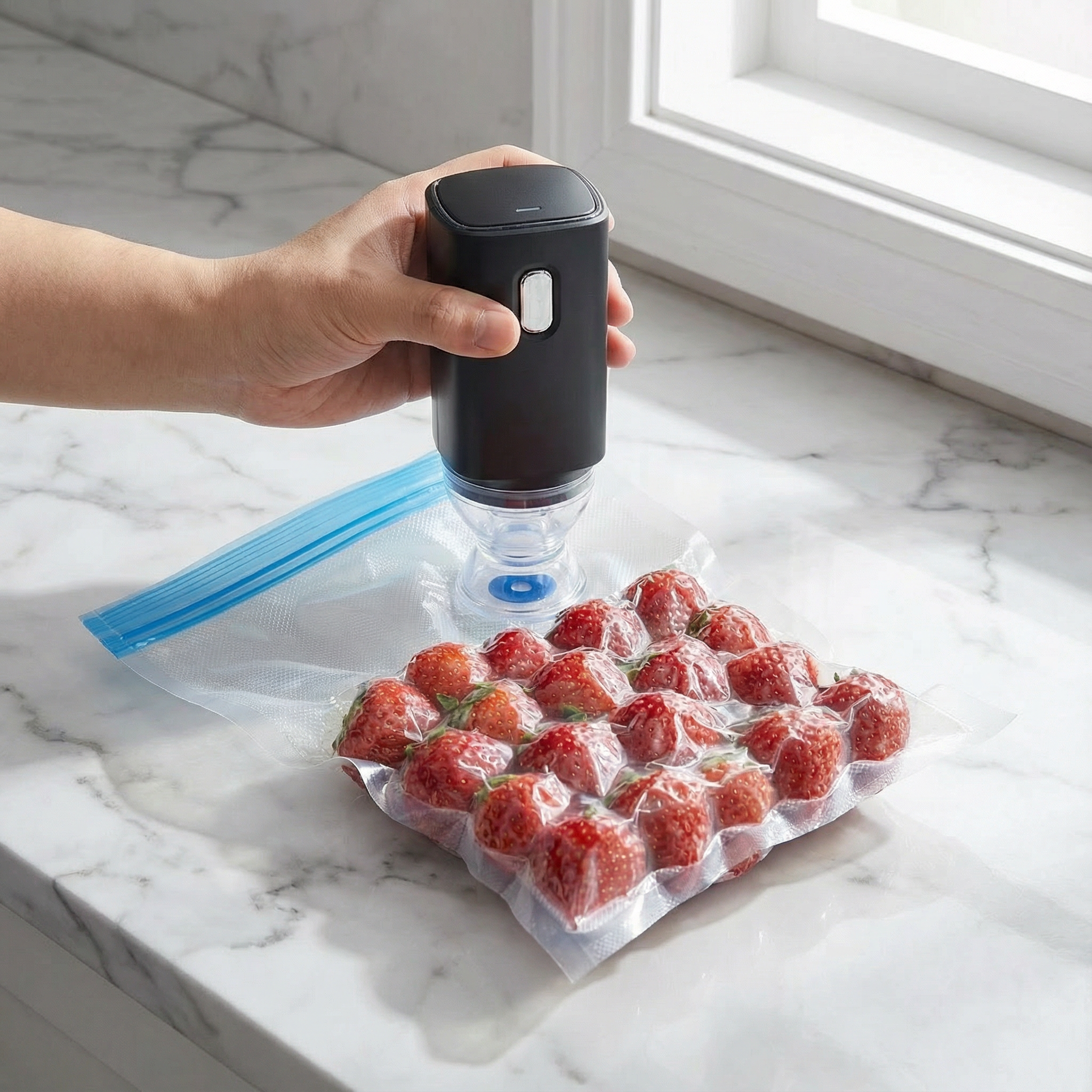 Freshvault – Handheld Vacuum Sealer with 30 Reusable Vacuum Bags (4 Sizes)