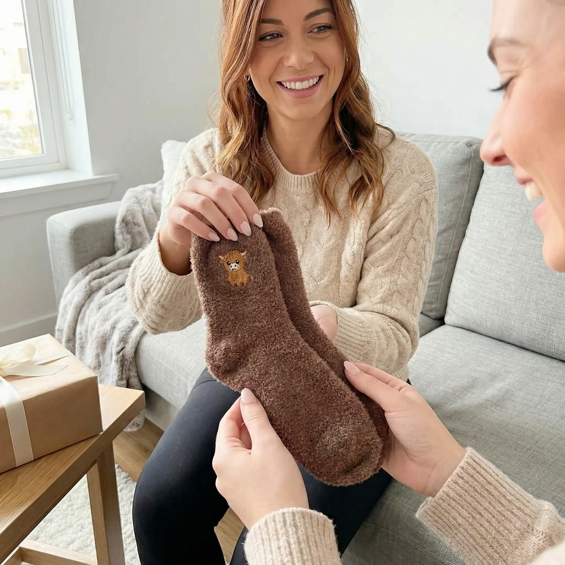 Cozymoo – Fuzzy Highland Cow Socks