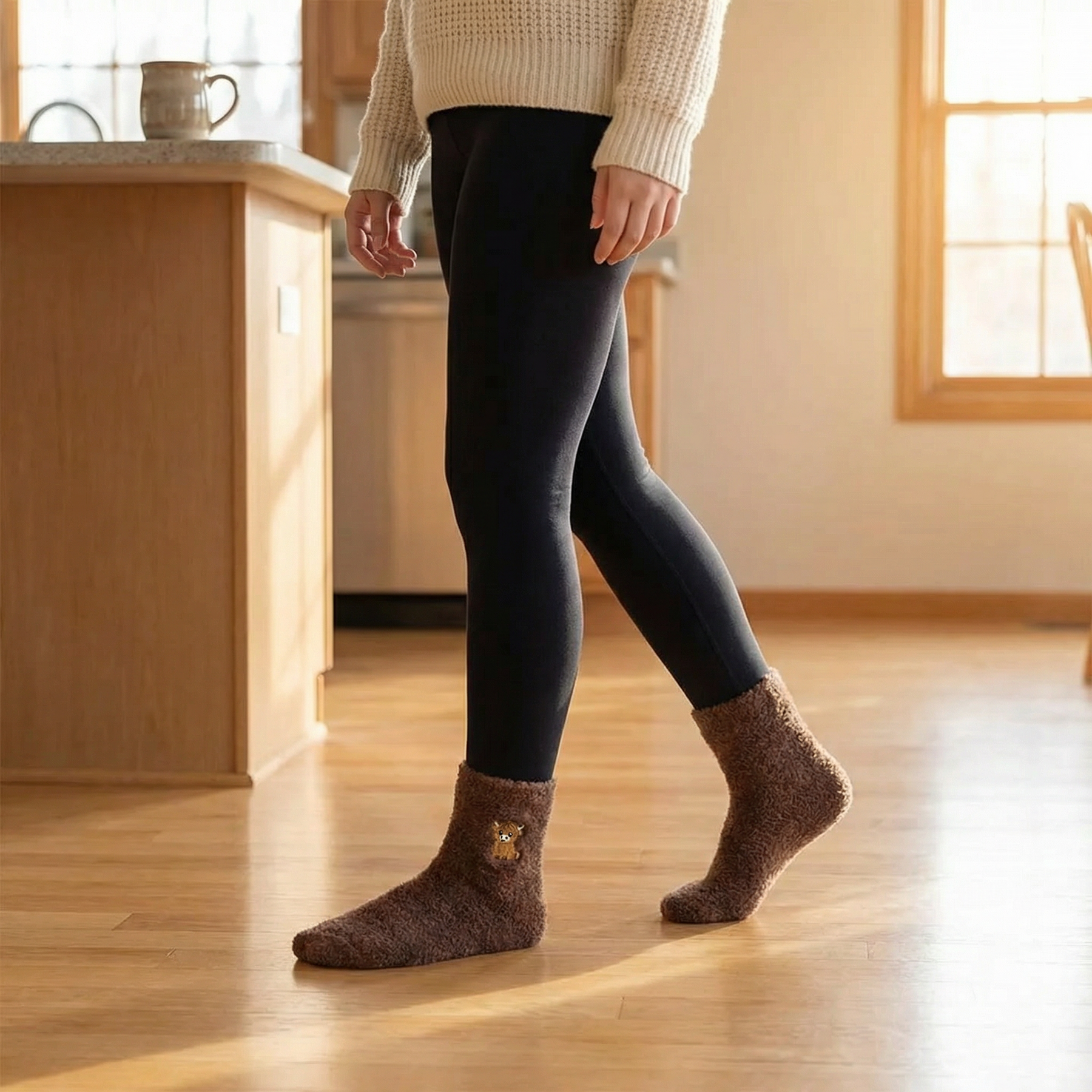 Cozymoo – Fuzzy Highland Cow Socks
