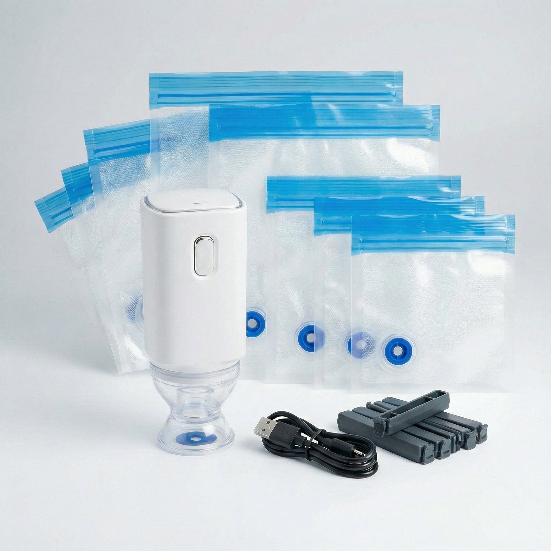 Freshvault – Handheld Vacuum Sealer with 30 Reusable Vacuum Bags (4 Sizes)