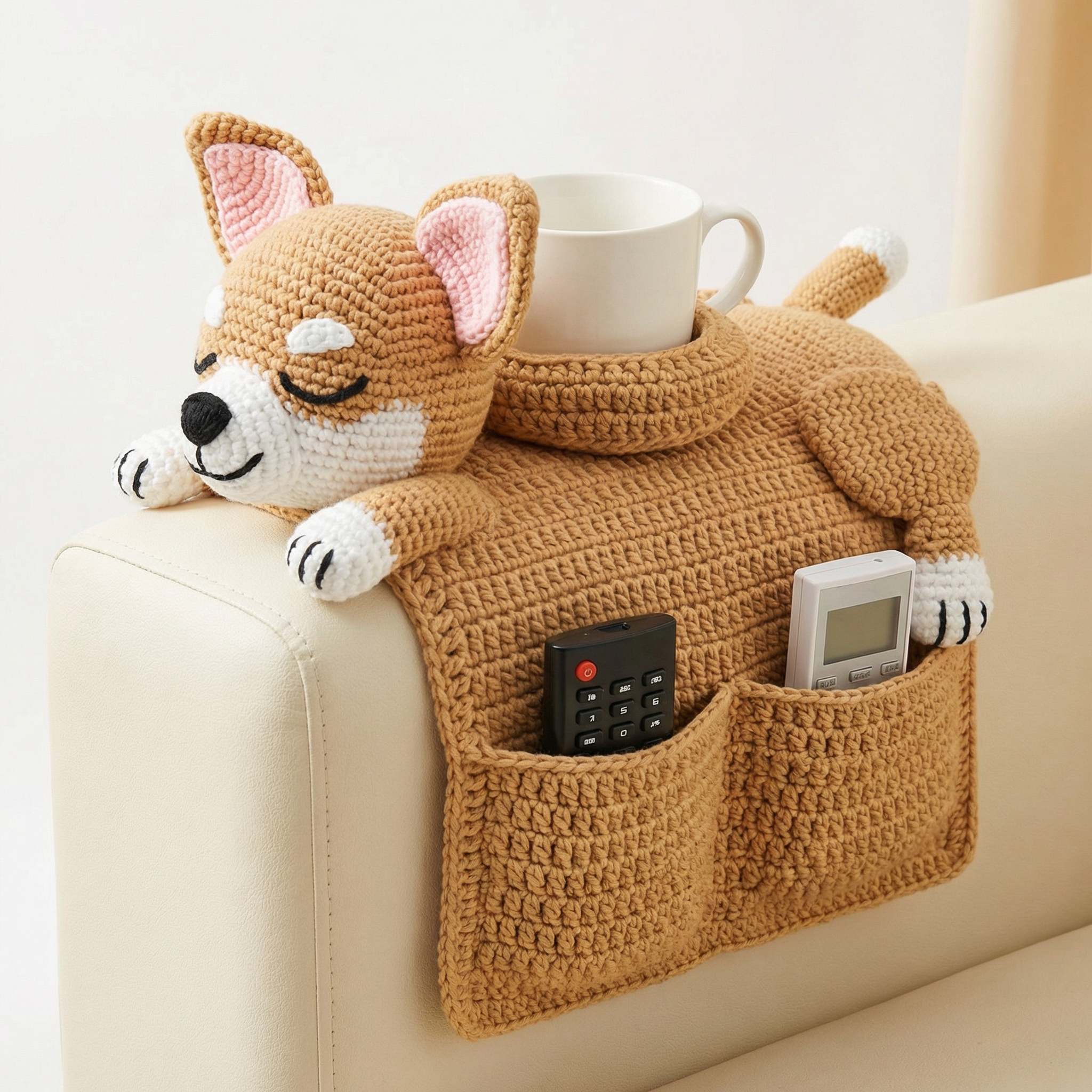 Cozipup – Crochet Dog Armrest Organizer with Cup Holder