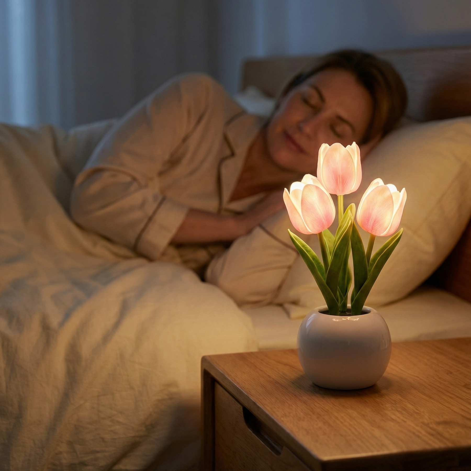 Bloomora – LED Tulip Lamp with Ceramic Vase