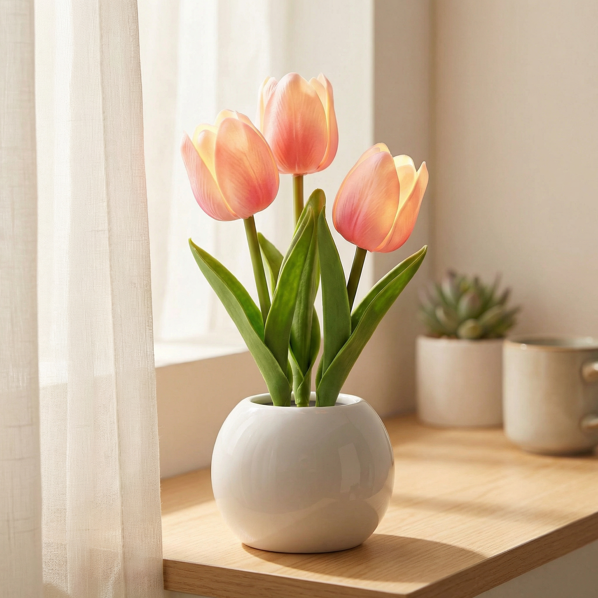Bloomora – LED Tulip Lamp with Ceramic Vase
