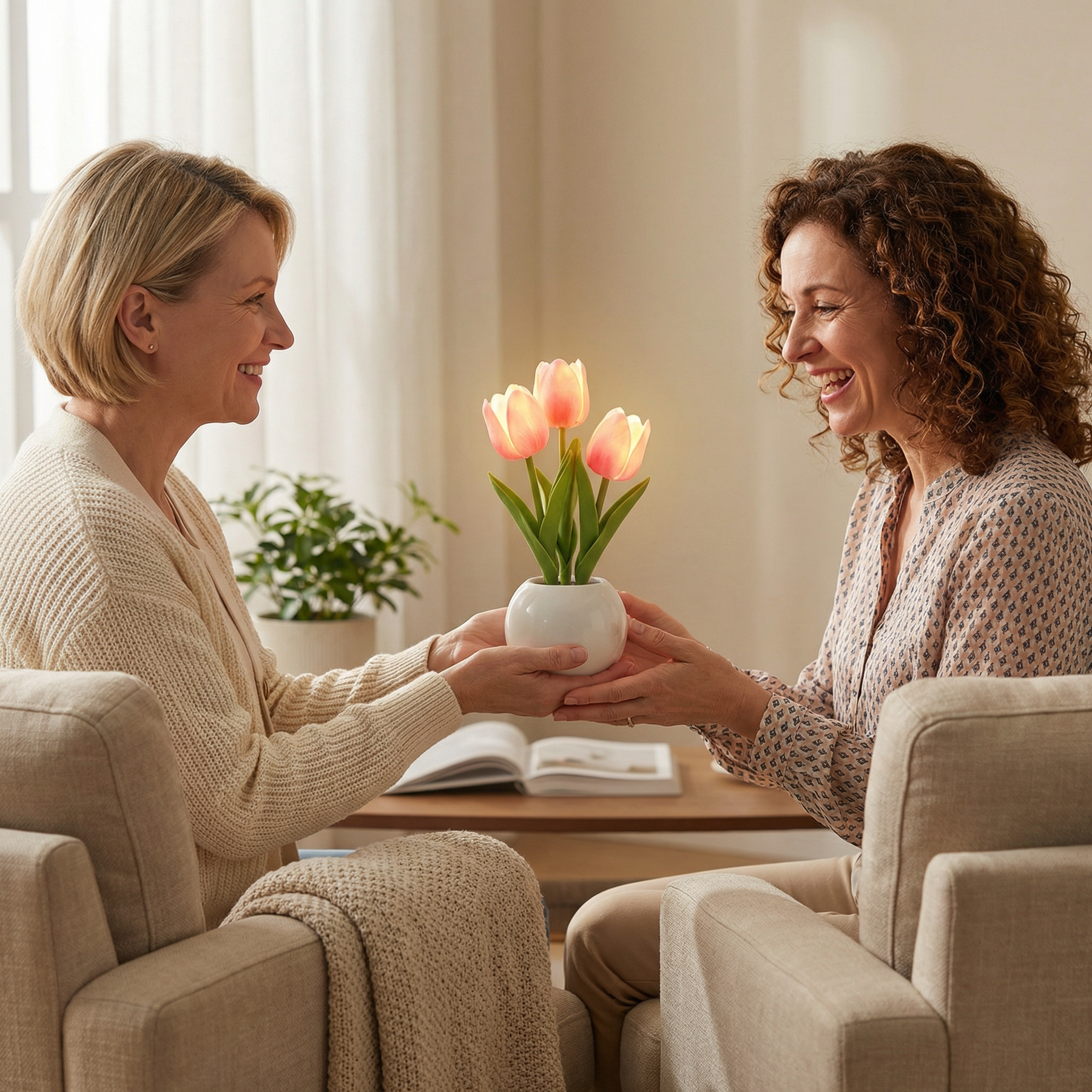 Bloomora – LED Tulip Lamp with Ceramic Vase