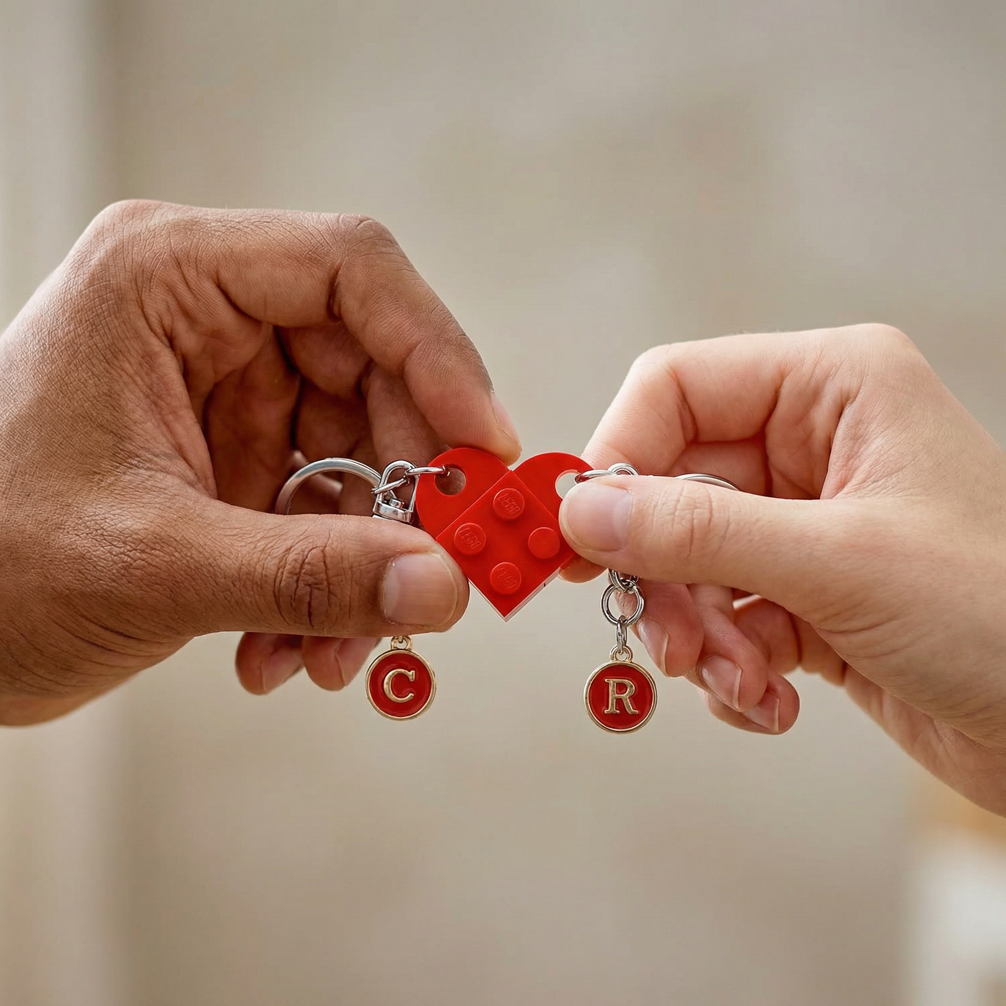 Loveclick – Matching Heart Keychain Set with Initials