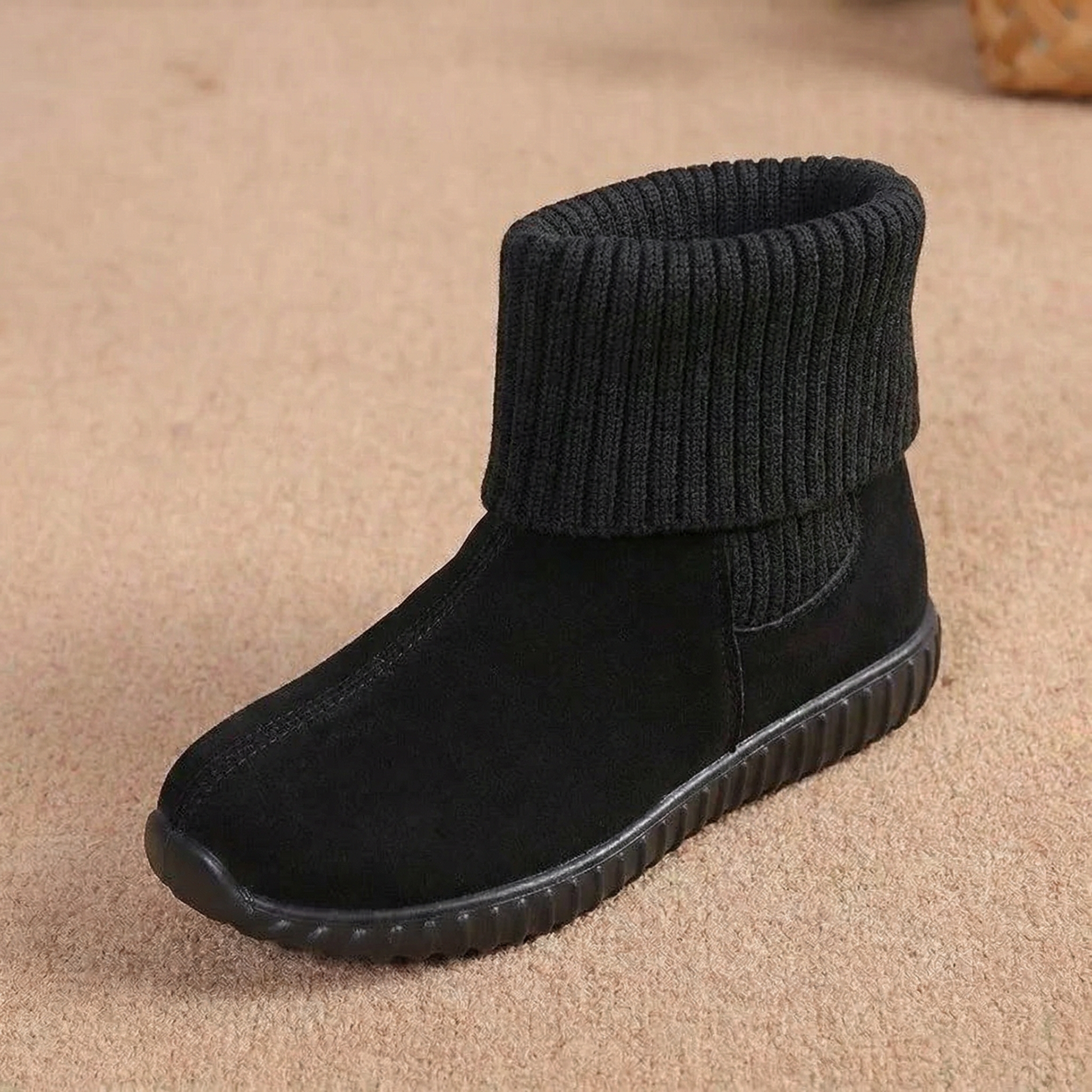 Cozella – Women's Knit Cuff Suede Ankle Booties