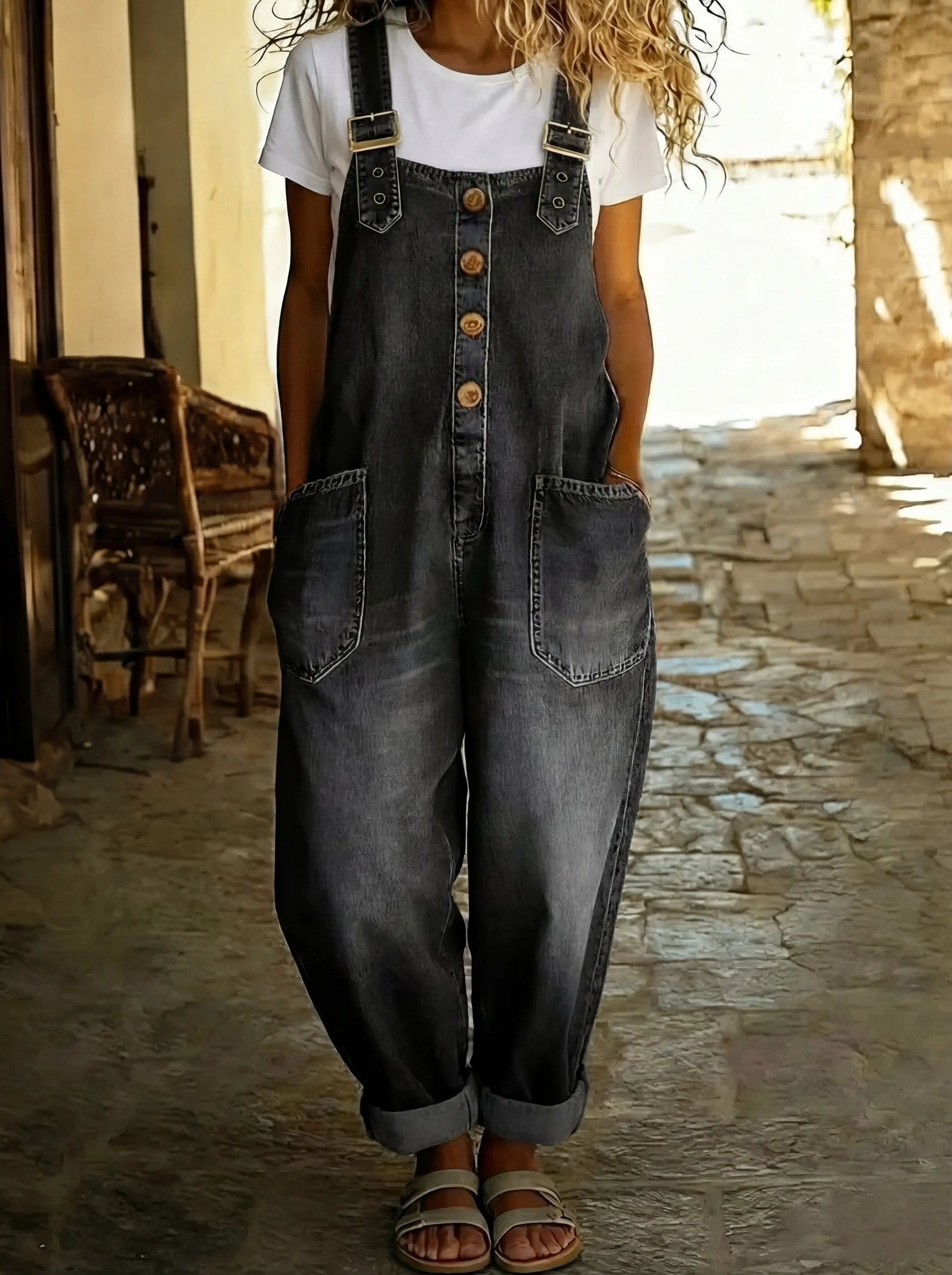 Rocio™ | Casual Denim Jumpsuit with Adjustable Buckle